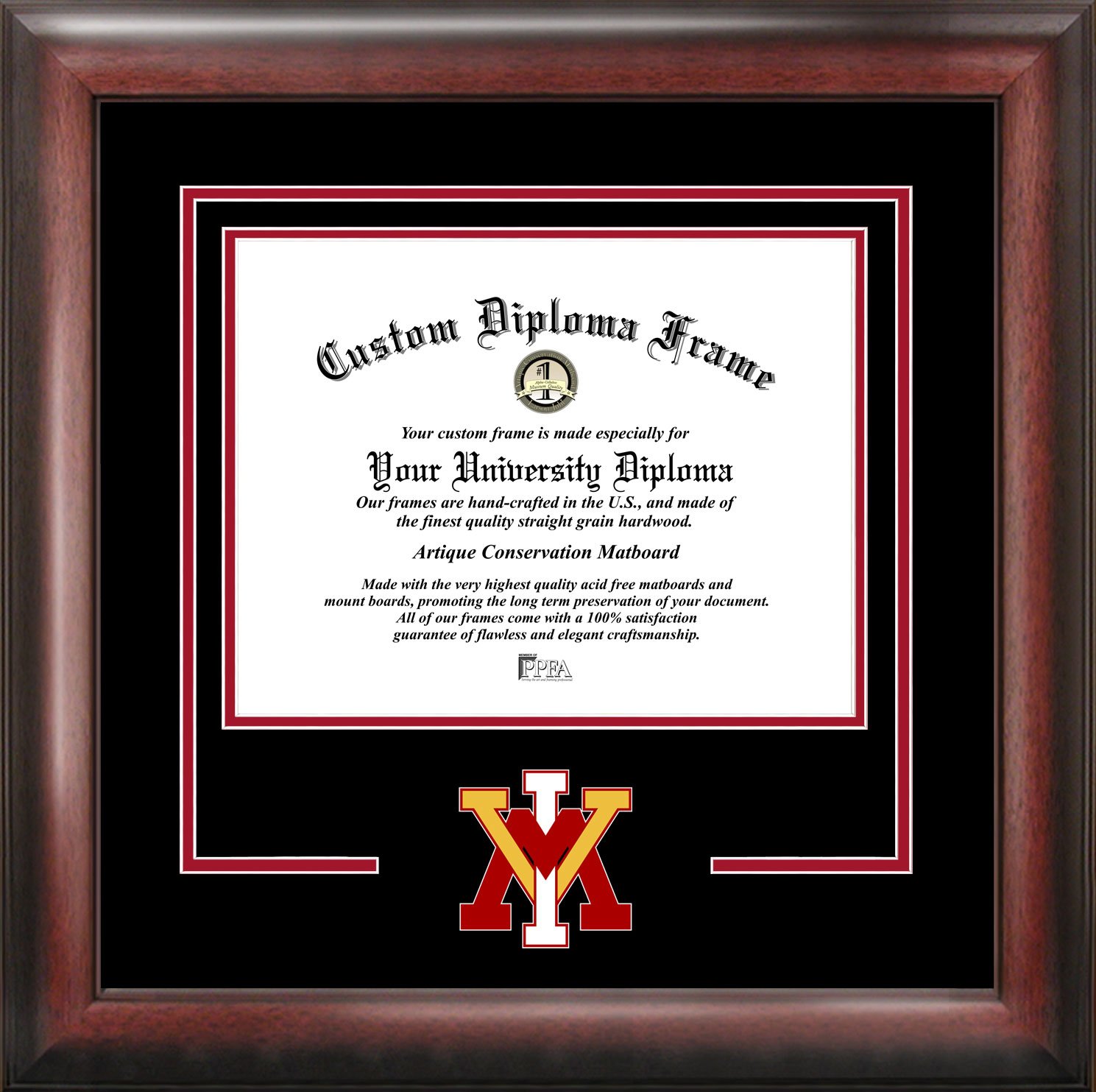 Virginia Military Institute Spirit Diploma Frame - Premium Display for Graduation Diplomas & Certificates - Perfect for Home, Office, or Military Display