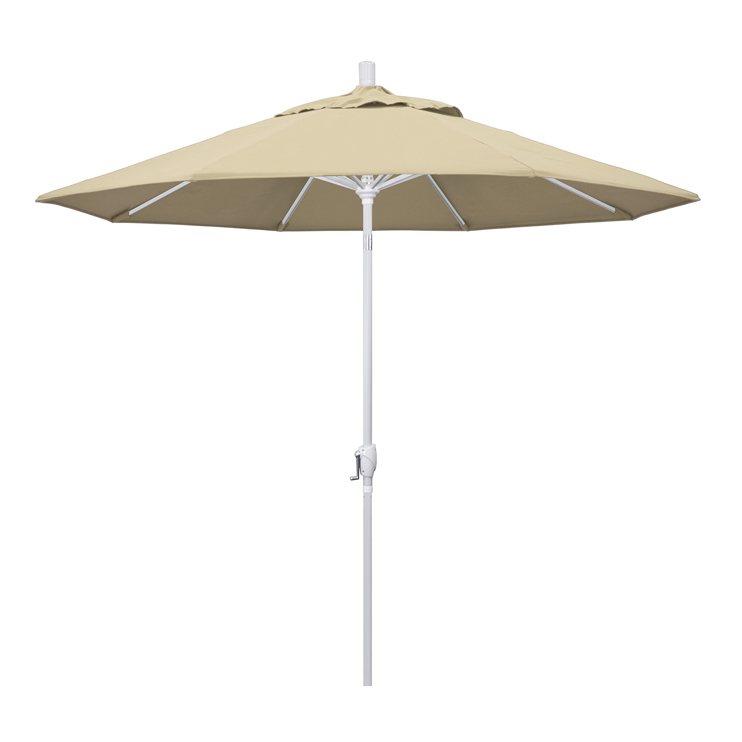 9' Aluminum Market Umbrella with Crank Lift & Tilt - White Pole Beige for Patio & Outdoor Dining