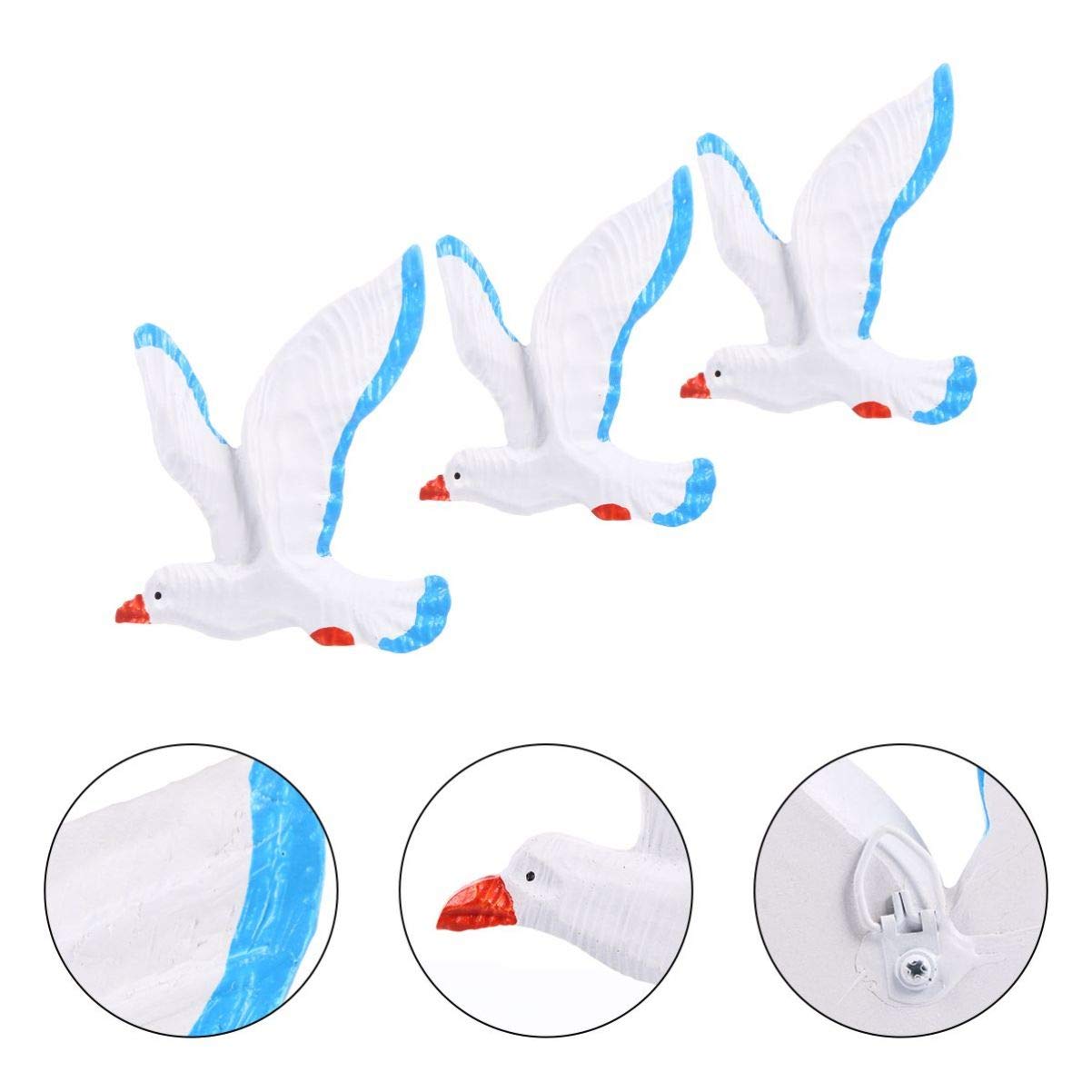 3pcs Seabird Wall Art Hanging Decor - Seagull Sculpture Ornament for Coastal & Nautical Home Decor | Perfect for Beach House, Living Room, Bedroom & Office Wall Decoration