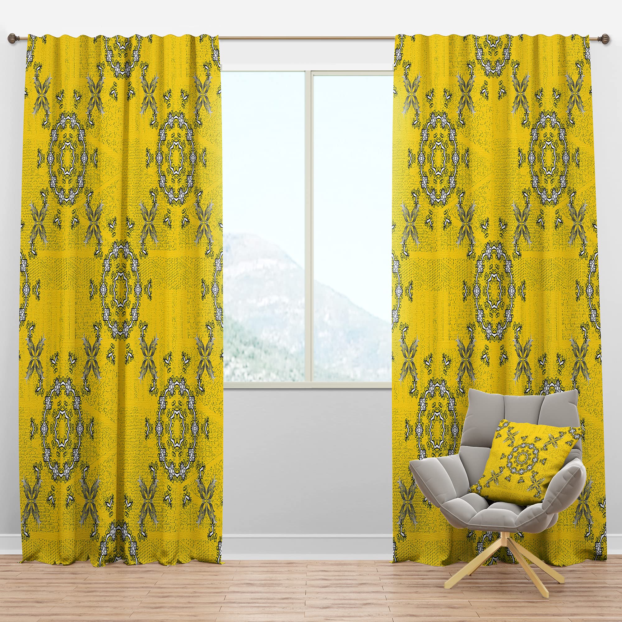 DesignQ Blackout Curtains - Indian Vintage Mandala Pattern Thermal Insulated Drapes for Bedroom & Living Room (52x108, Single Panel) - Perfect for Home Decor, Noise Reduction & Light Blocking