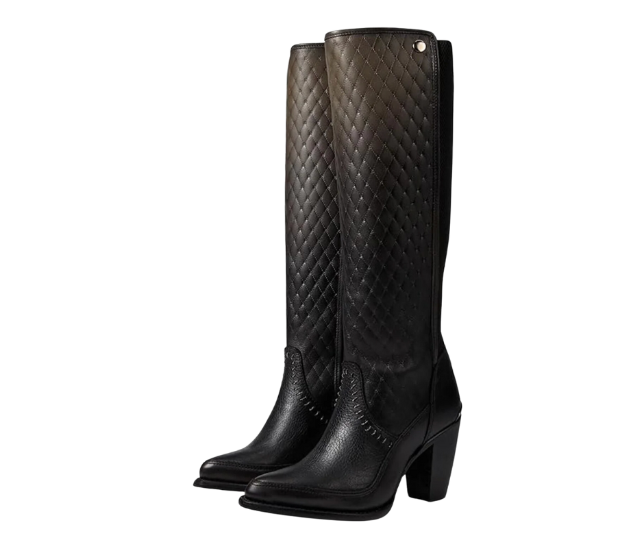 Women's Cuadra CU601 LD Black Elastic Round Toe Cowboy Boots - Comfortable & Stylish for Western Riding, Country Dance & Fashion Outfits