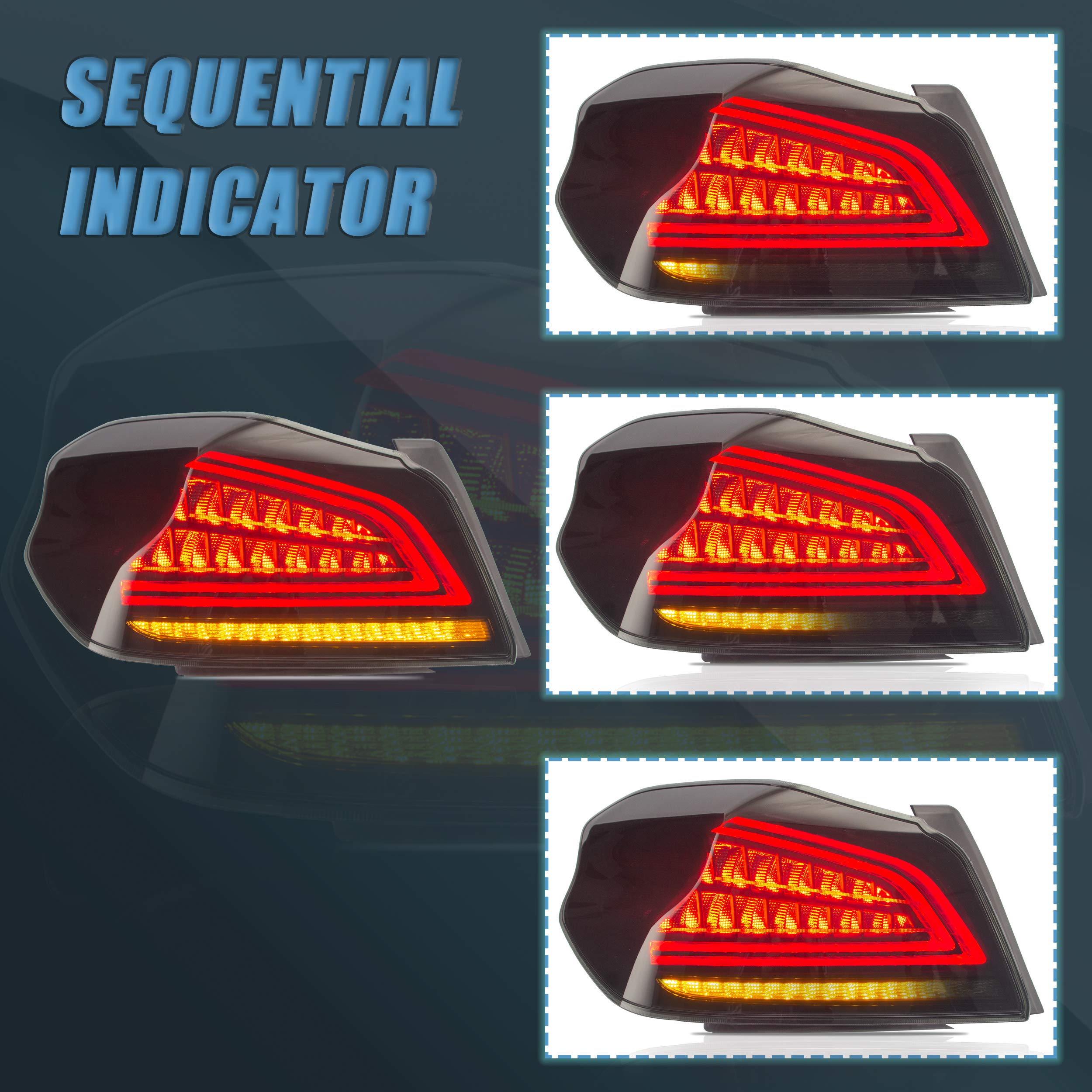 VLAND LED Tail Lights Assembly - Smoked Black for 2014-2021 Subaru WRX/STI 1st Gen | High-Performance Lighting Upgrade for Night Driving & Car Customization