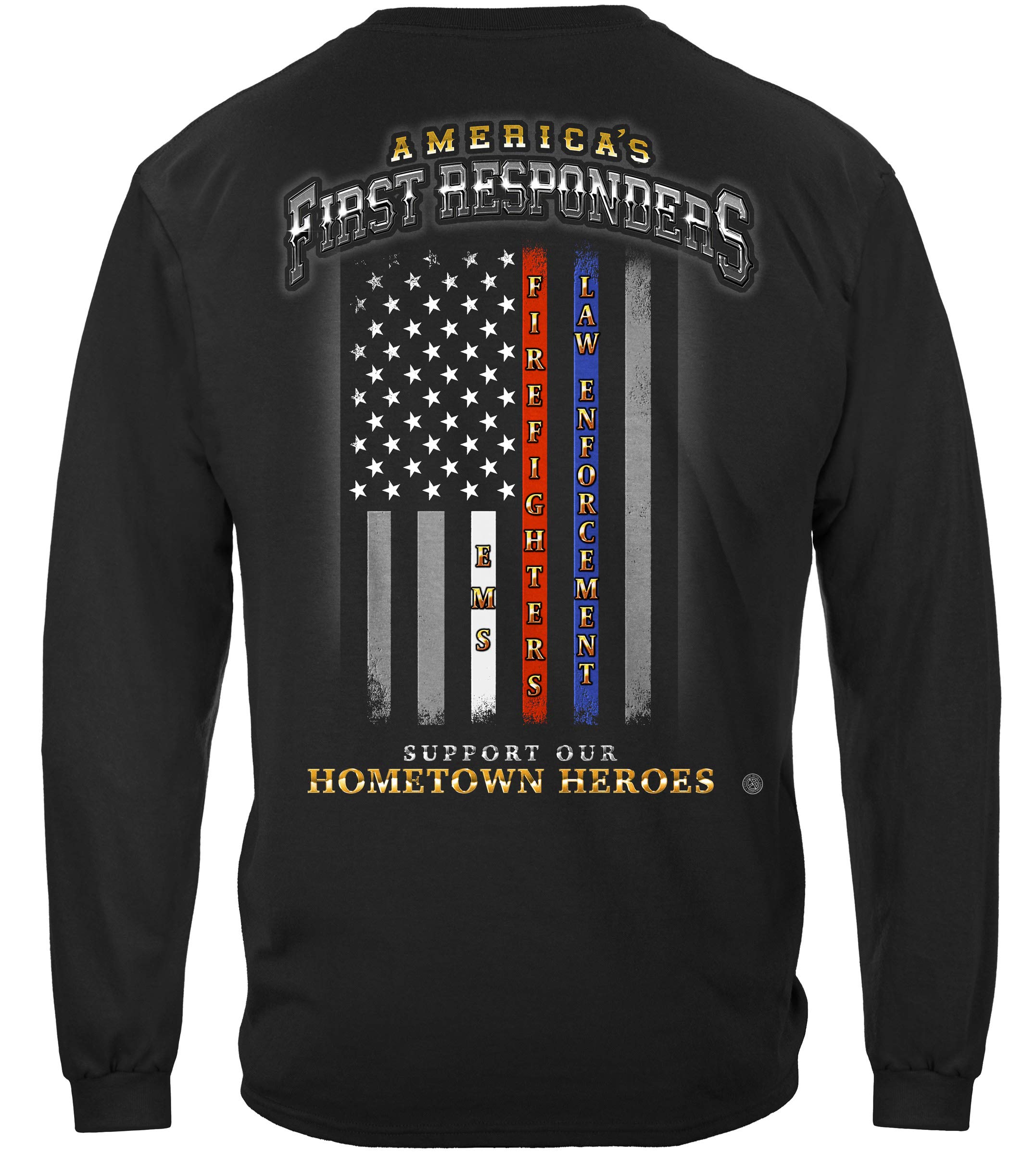 First Responders Thin Red Line T-Shirt & Long Sleeve Shirt - FF2352LS - Support Firefighters & EMS - Perfect for Work, Casual Wear & First Responder Appreciation Events