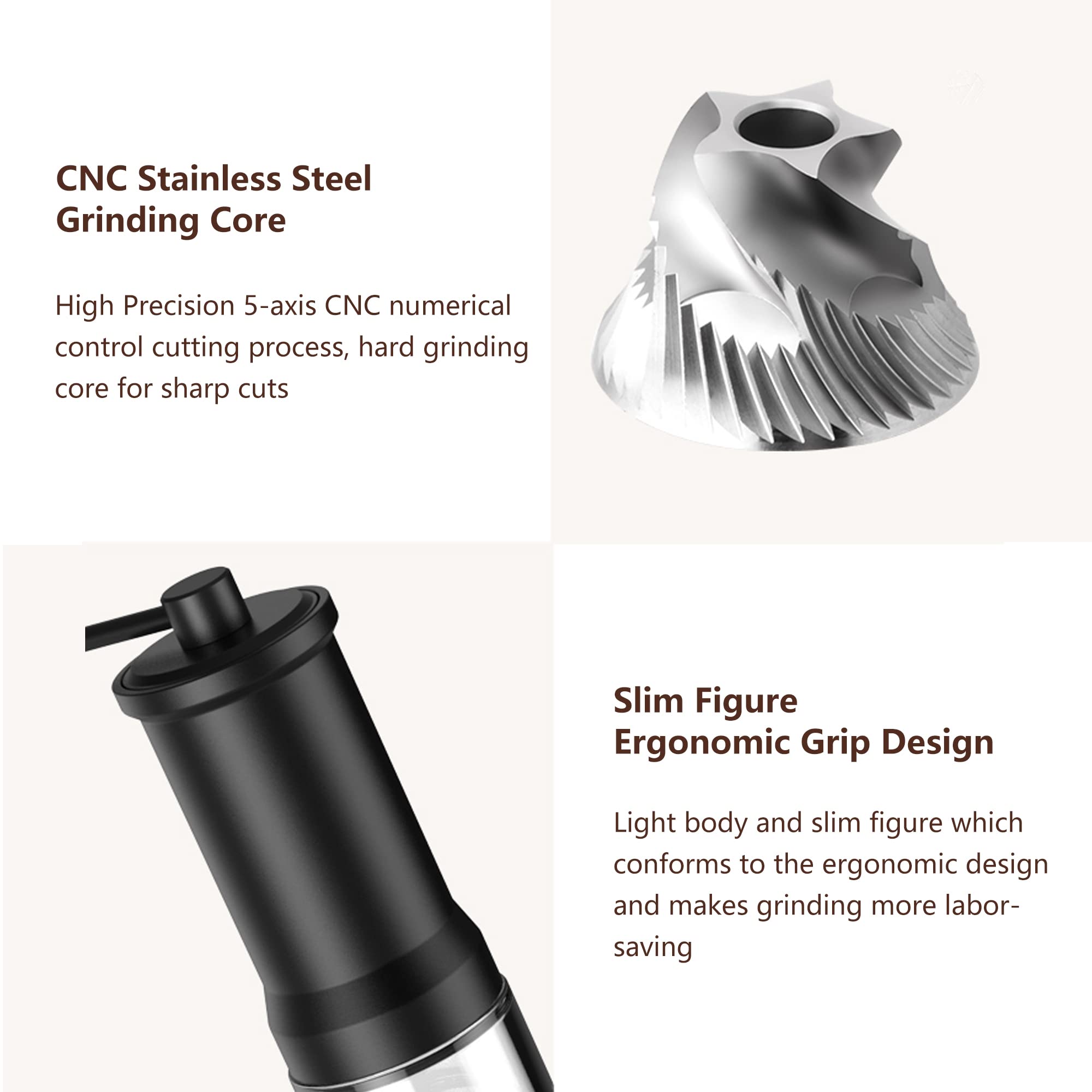 Premium Manual Coffee Grinder - Stainless Steel Conical Burr Mill with Adjustable Coarse to Fine Settings | Perfect for Espresso, French Press, Pour Over & Cold Brew | Ideal for Home, Office, Travel & Camping Use
