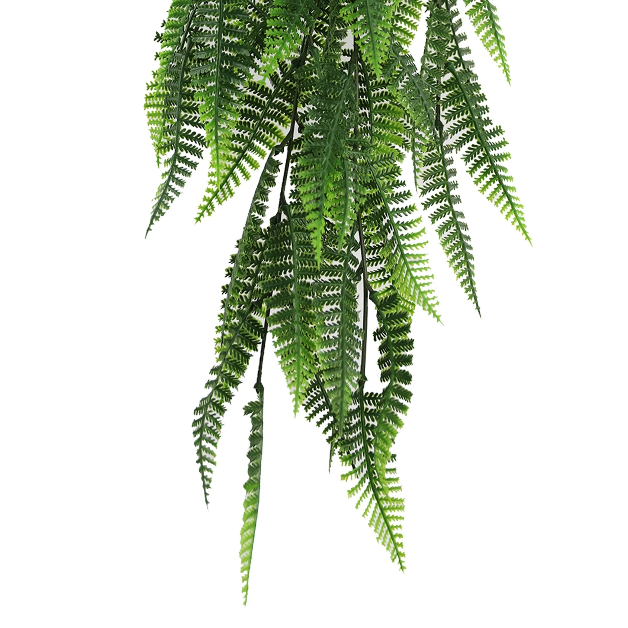 UV Resistant & Fire Rated Artificial Hanging Fern Garland - 18cm x 76cm Green Faux Plant Decor for Home, Office, Wedding & Outdoor Spaces