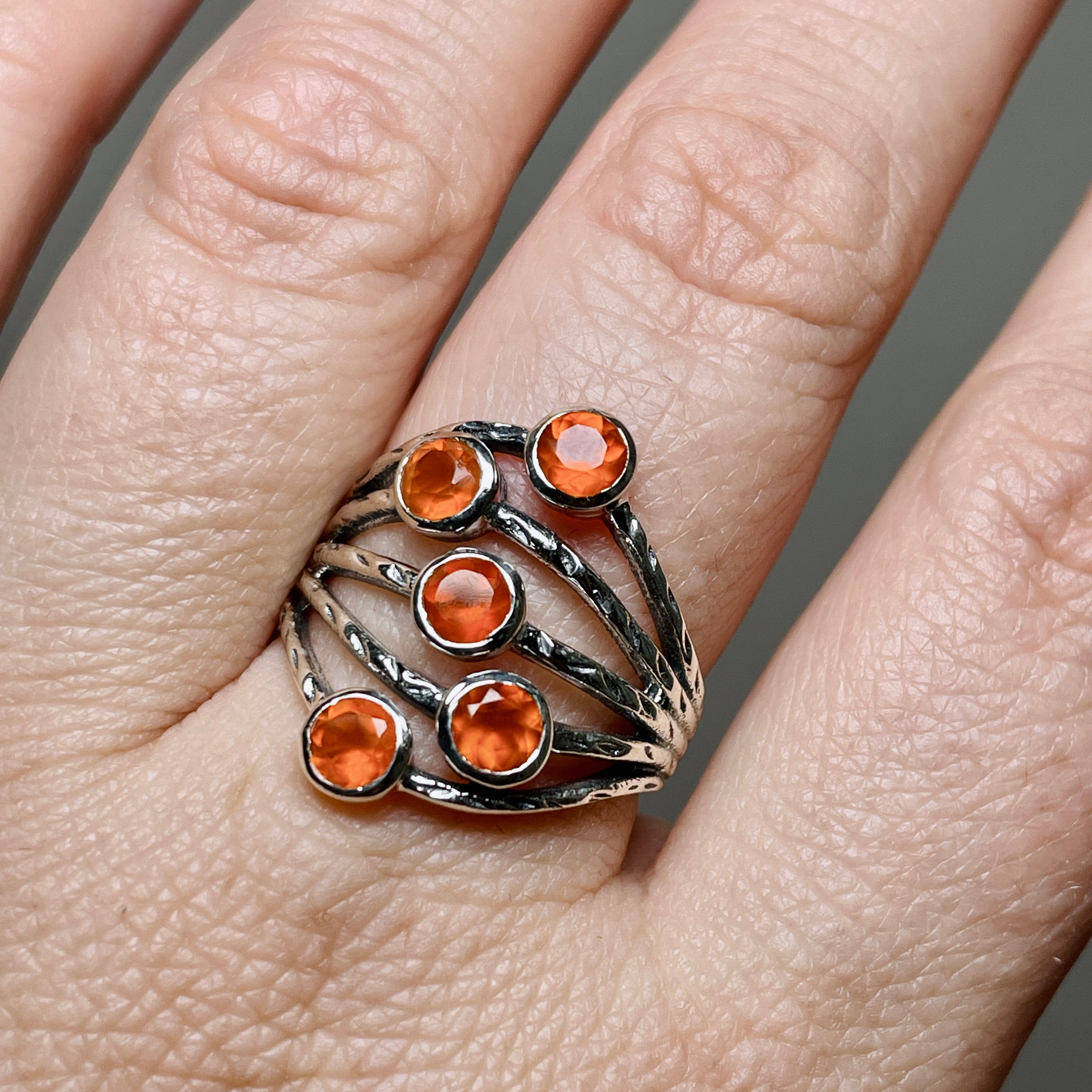 Natural Carnelian Multi-Stone Faceted Gemstone Ring for Women - Handmade Bohemian Jewelry R3875 | Perfect for Boho Chic Outfits, Spiritual Healing & Gift Giving