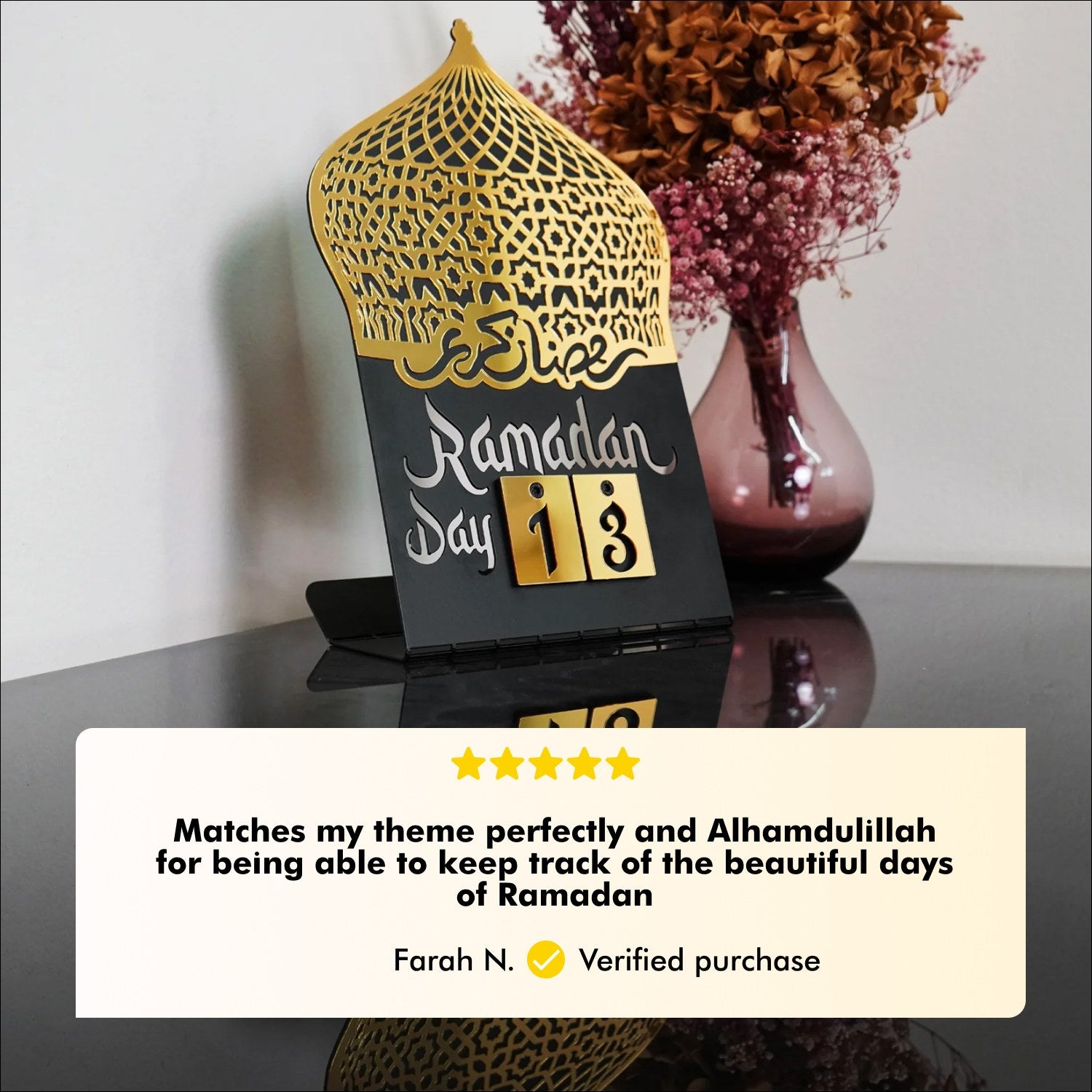 Ramadan Calendar - Metal Islamic Wall Hanging Decor for Home & Mosque - Perfect for Ramadan Countdown, Eid Gift & Islamic Table Decoration