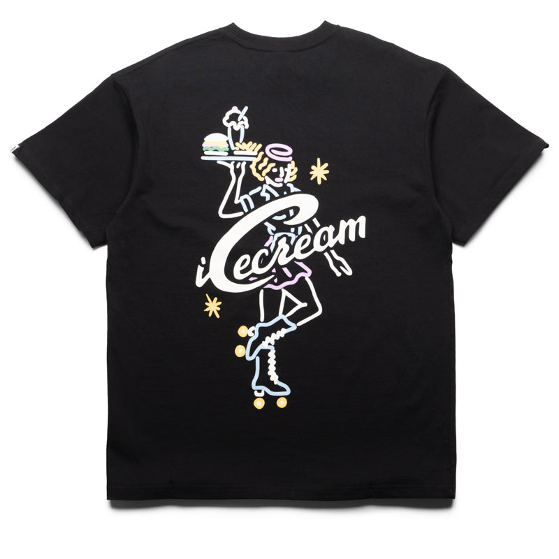 Black Ice Cream Waitress T-Shirt - Vintage Diner Style Tee for Casual Wear & Retro Themed Parties