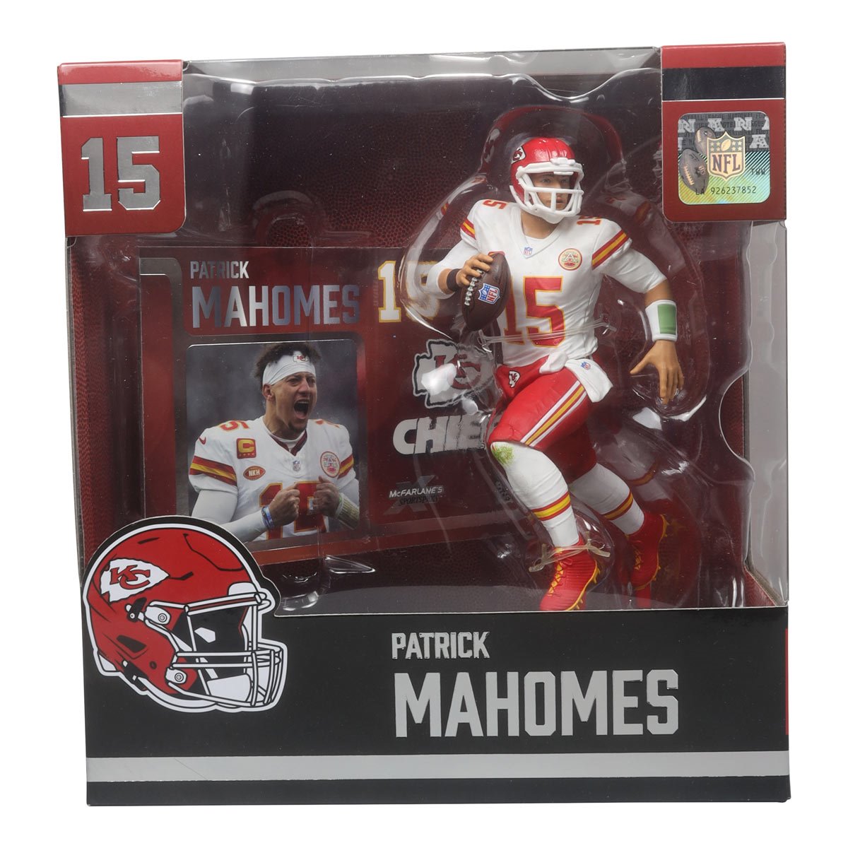 Patrick Mahomes Kansas City Chiefs NFL Away Jersey 2024 Posed Action Figure - Perfect for Sports Fans, Collectors, and Game Day Decor