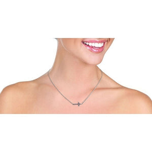 0.24 Carat 14K Solid White Gold Cross Pendant Necklace with Diamond & Sapphire | Elegant Religious Jewelry Gift for Women | Perfect for Baptism, Wedding & Everyday Wear
