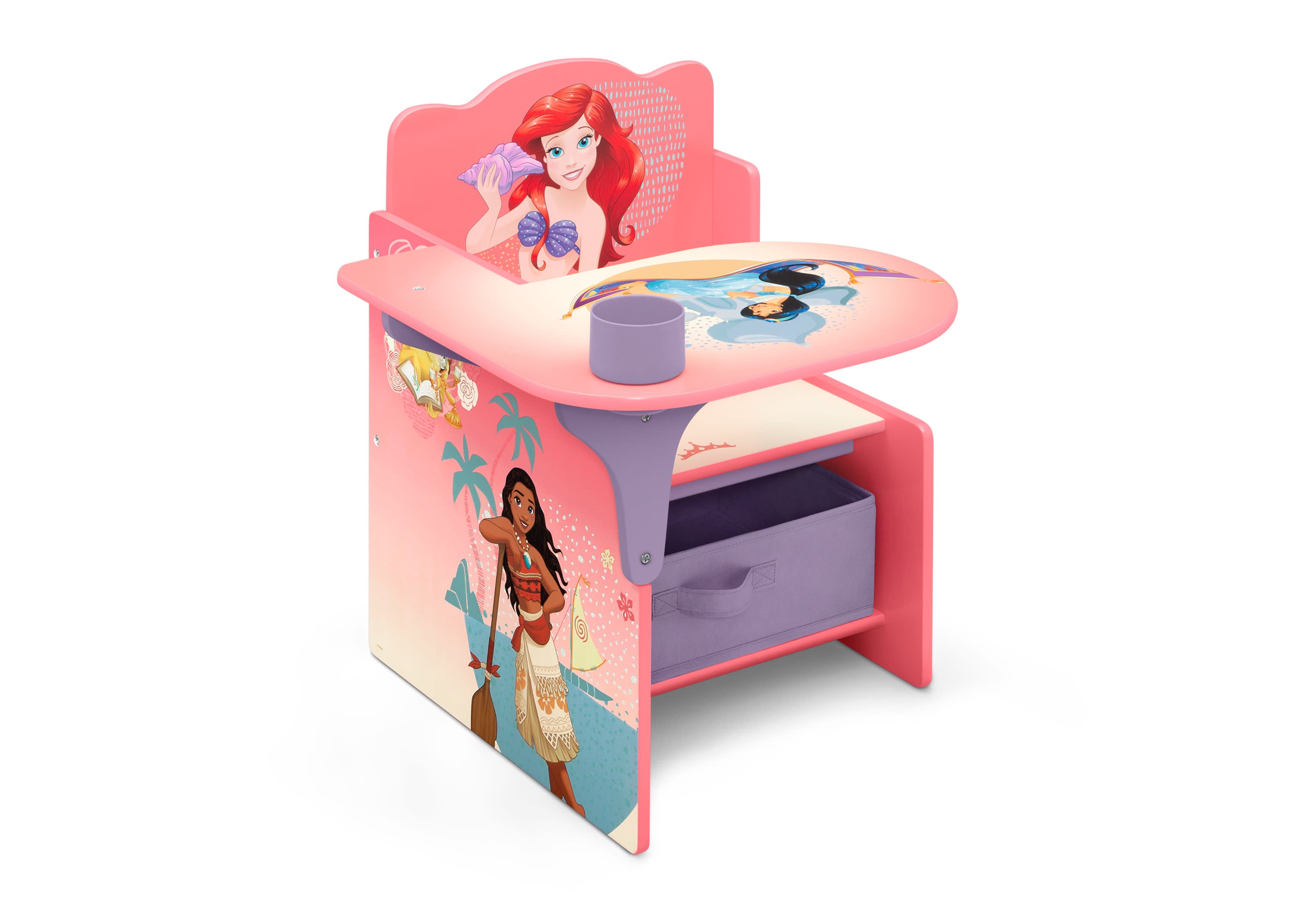 Princess Chair Desk with Storage Bin - Kids Study Table & Organizer for Bedroom, Playroom & Homeschooling - Perfect for Reading, Drawing & Homework