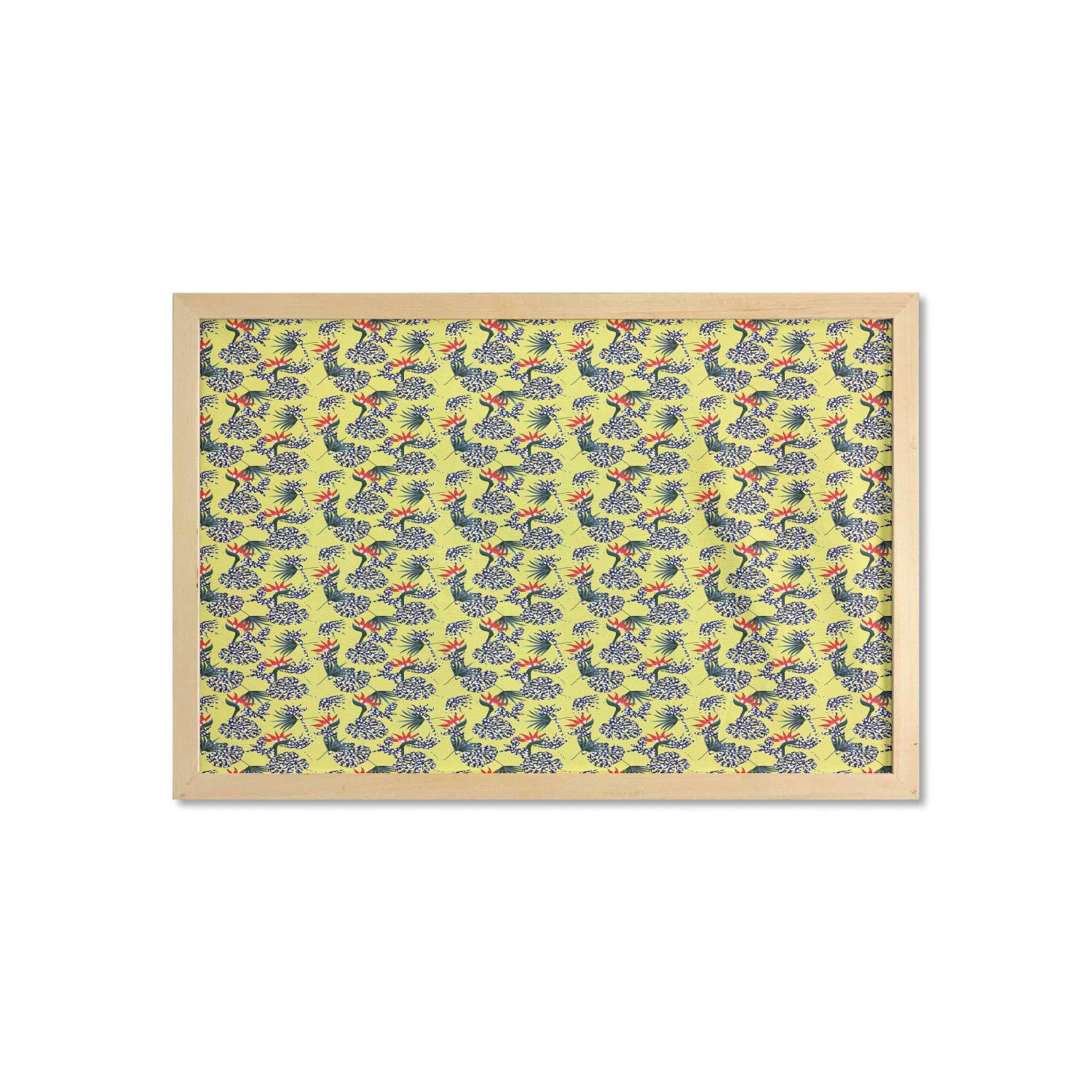 Ambesonne Framed Tropical Wall Art - Monstera Leaves, Leopard Print & Bird of Paradise Design - 35