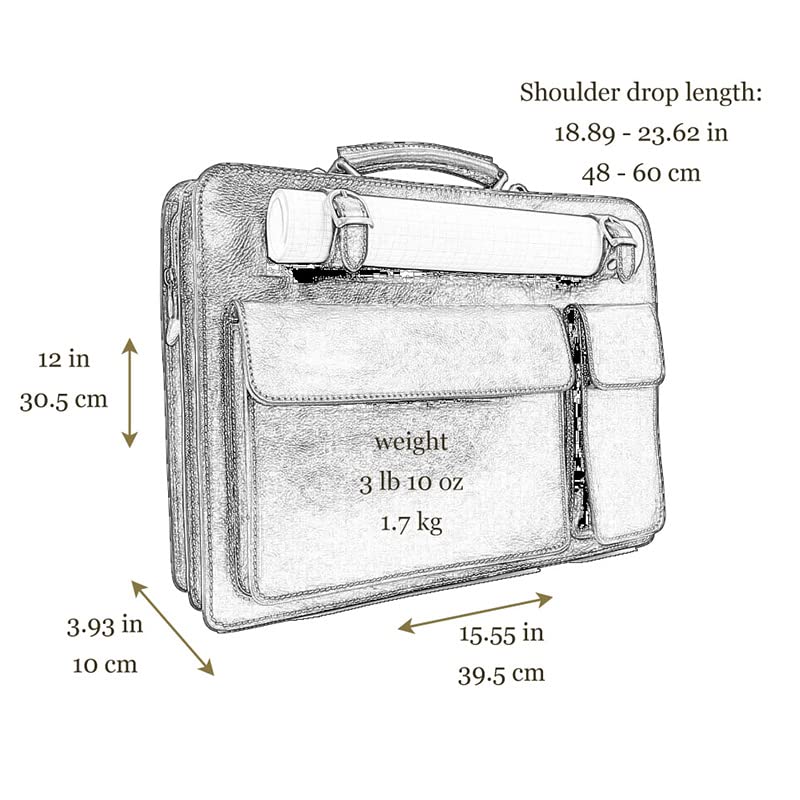 Premium Italian Leather Briefcase for Men - Vintage Style Business Bag with Time-Resistant Quality - Perfect for Office, Travel & Professional Meetings
