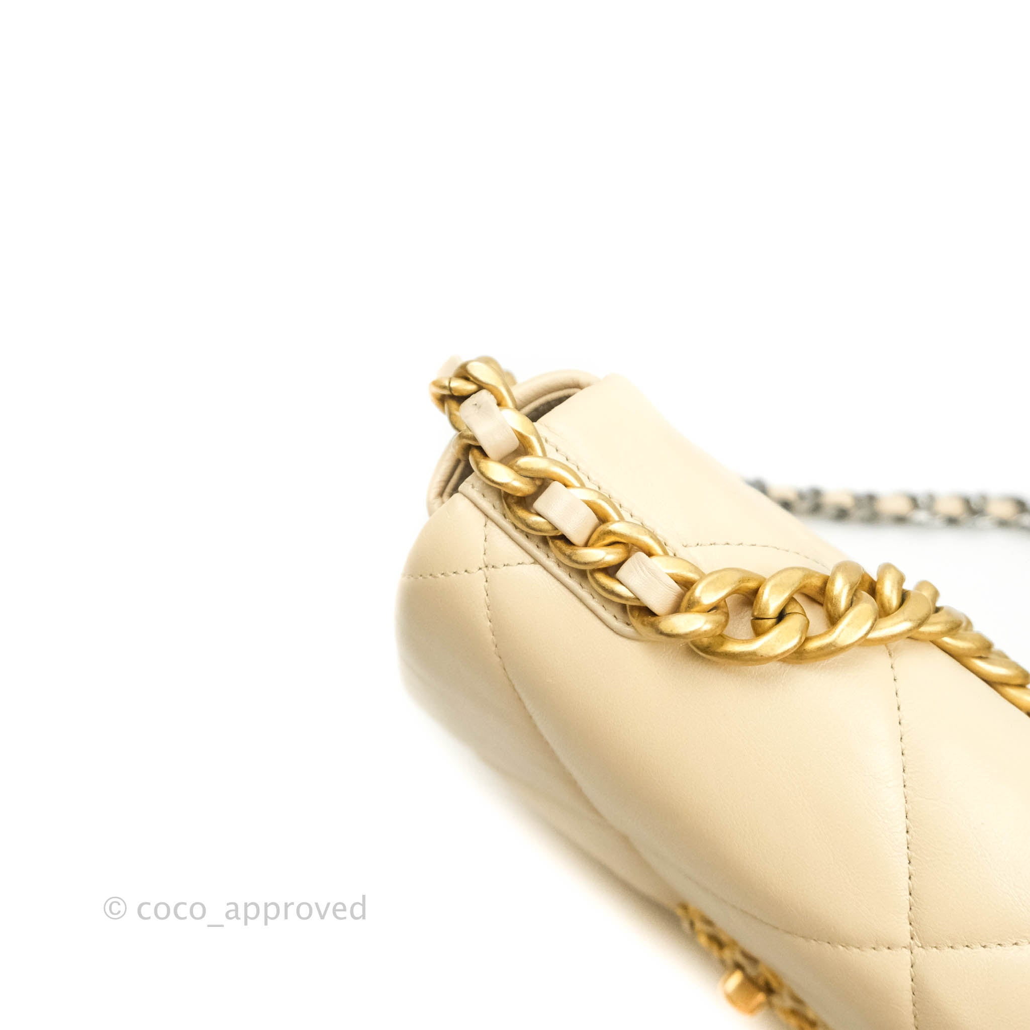 Chanel 19 Small Beige Goatskin Leather Bag with Mixed Gold & Silver Hardware - Luxury Shoulder Bag for Women, Perfect for Work, Date Night & Special Occasions