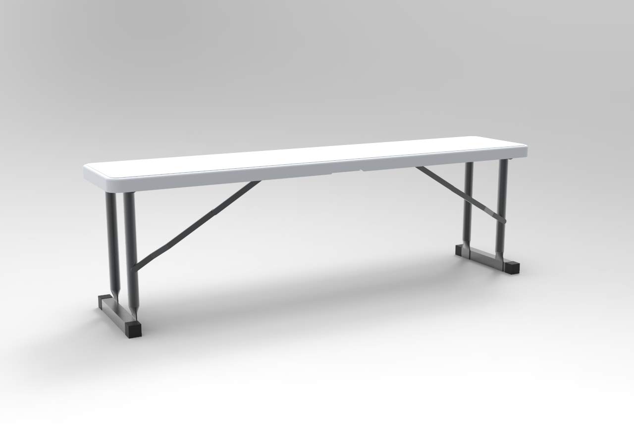 3 Foot Plastic Folding Bench - Lightweight & Portable White Resin with Sturdy Steel Frame, Perfect for Indoor & Outdoor Entertaining, Seats 3-4 People, 9