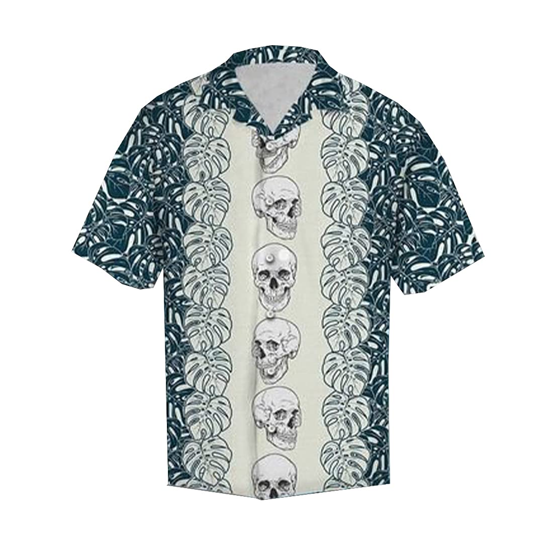 Men's Tropical Skull Hawaiian Shirts - Short Sleeve Button Down Summer Shirts with Skull Print | Beach Party, Vacation & Casual Wear