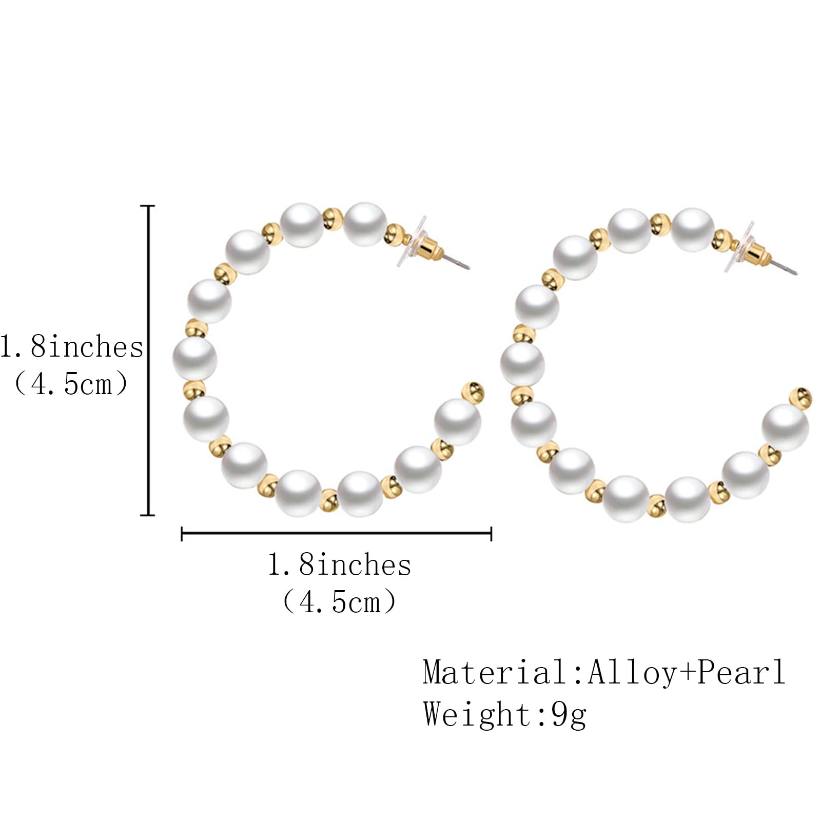 Olbye Pearl Earrings for Women - 14K Gold Plated Geometric Hoop Earrings with Beaded Charm, Large Circle Drop Dangle Earrings | Perfect for Wedding, Party & Everyday Jewelry