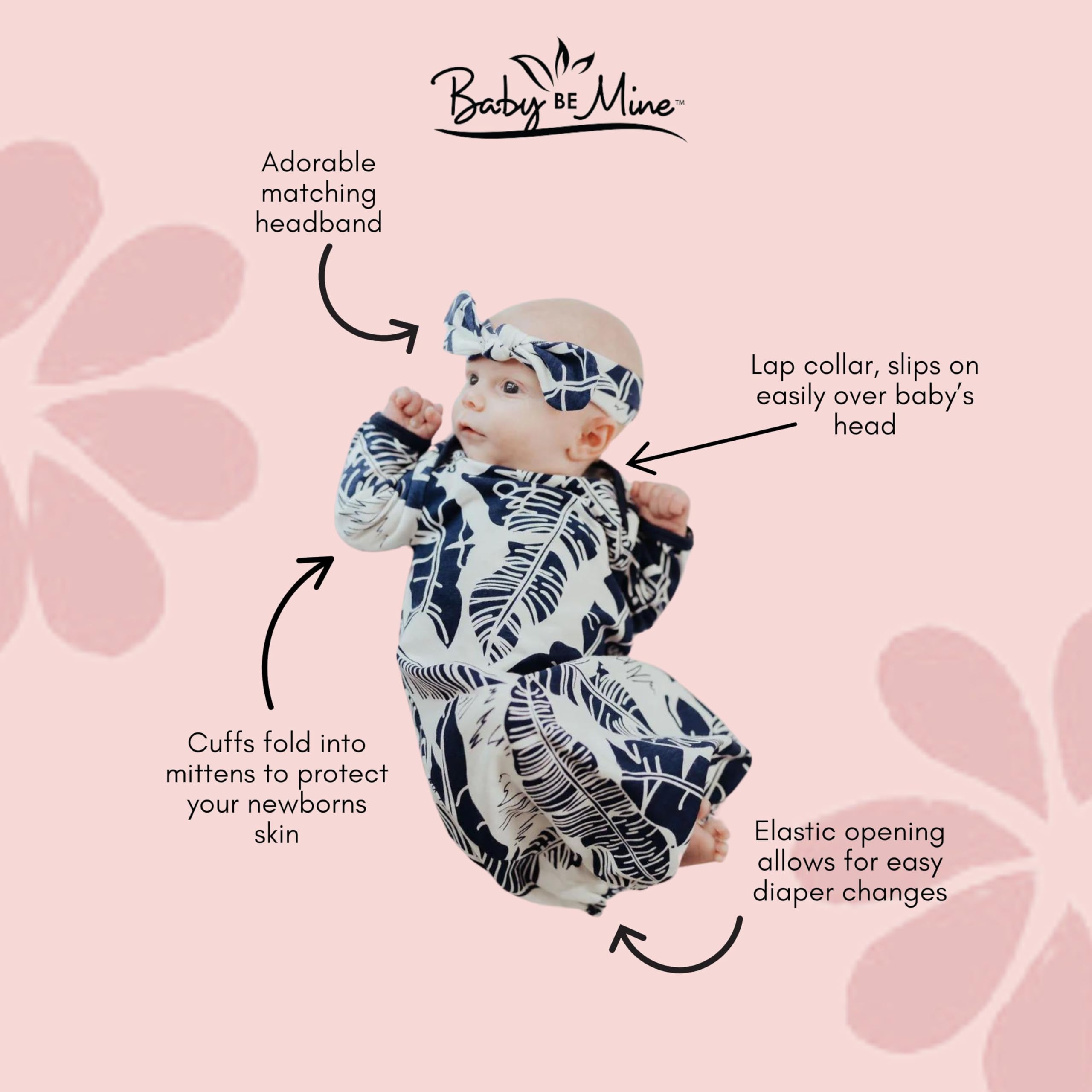 Baby Be Mine Mommy & Baby Matching Labor & Delivery Maternity Hospital Gown Set - Soft Nursing Gownie for Newborn & Postpartum Care | Perfect for Hospital Bag Essentials & First Family Photos