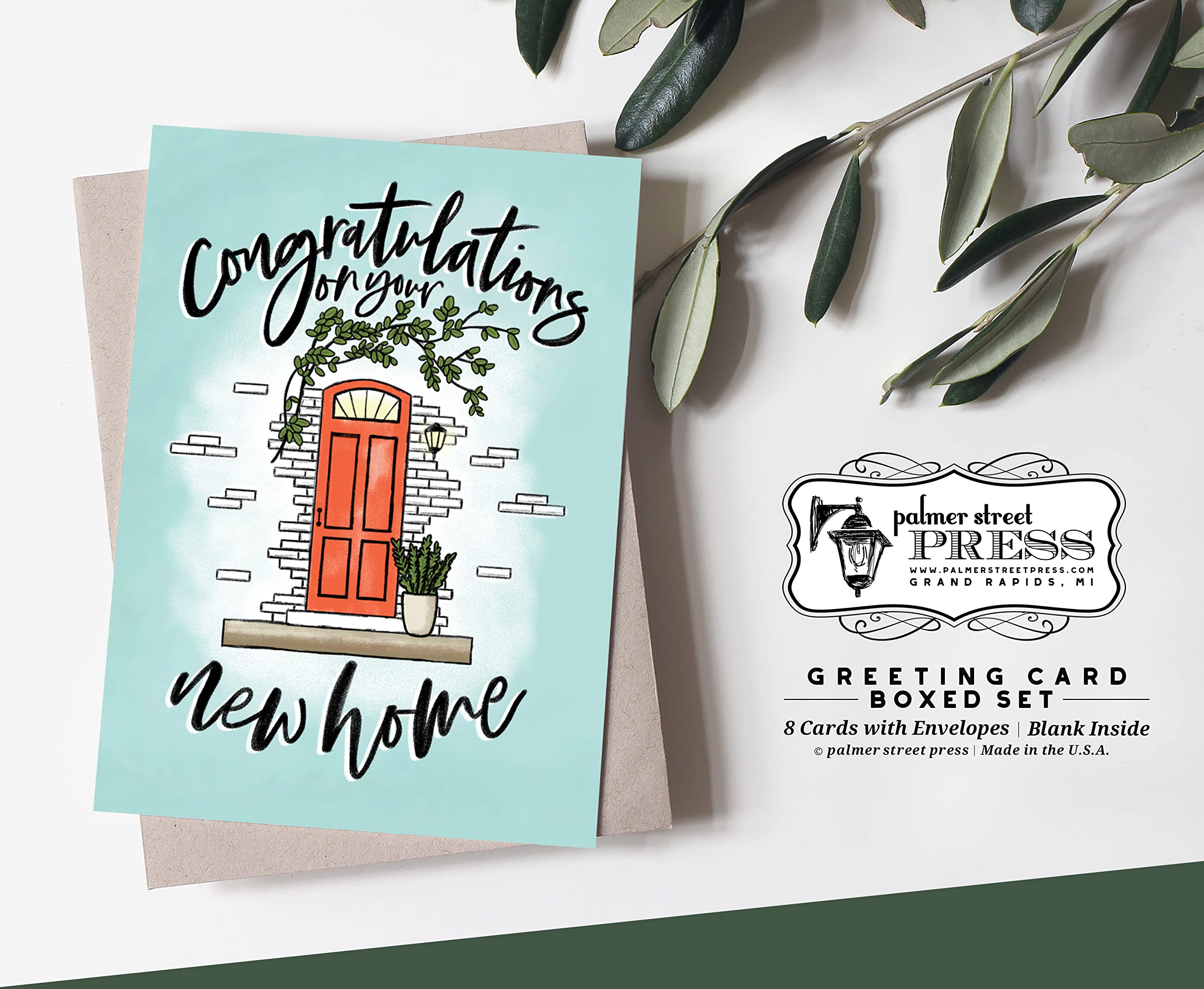 Palmer Street Press New Home Greeting Cards - Housewarming Gift Set of 8 - Congratulations on Your New Home - USA Designed & Printed - Perfect for Housewarming Parties, New Home Gifts & Welcome Presents