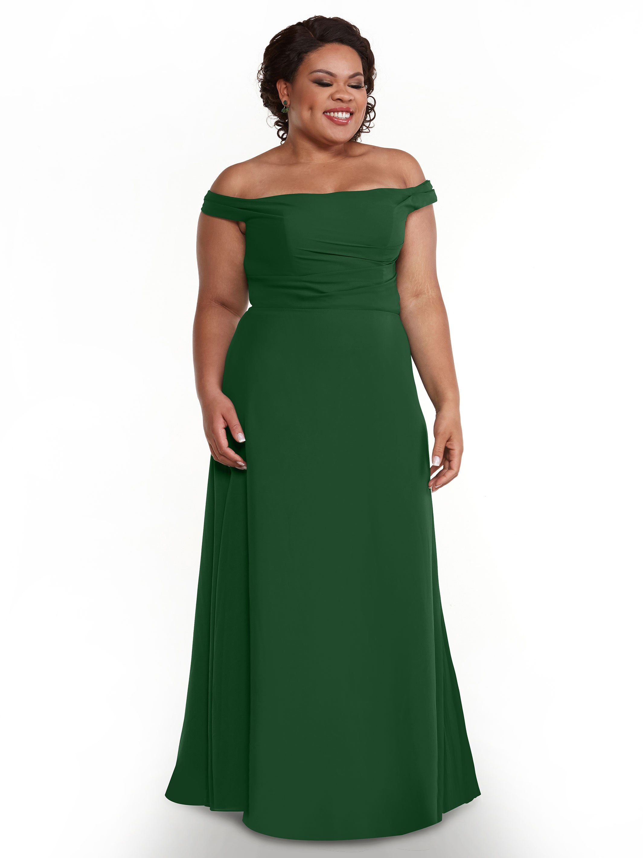 Elegant Off-The-Shoulder Chiffon Bridesmaid Dress with Straight Neckline - Perfect for Weddings, Formal Events & Evening Parties