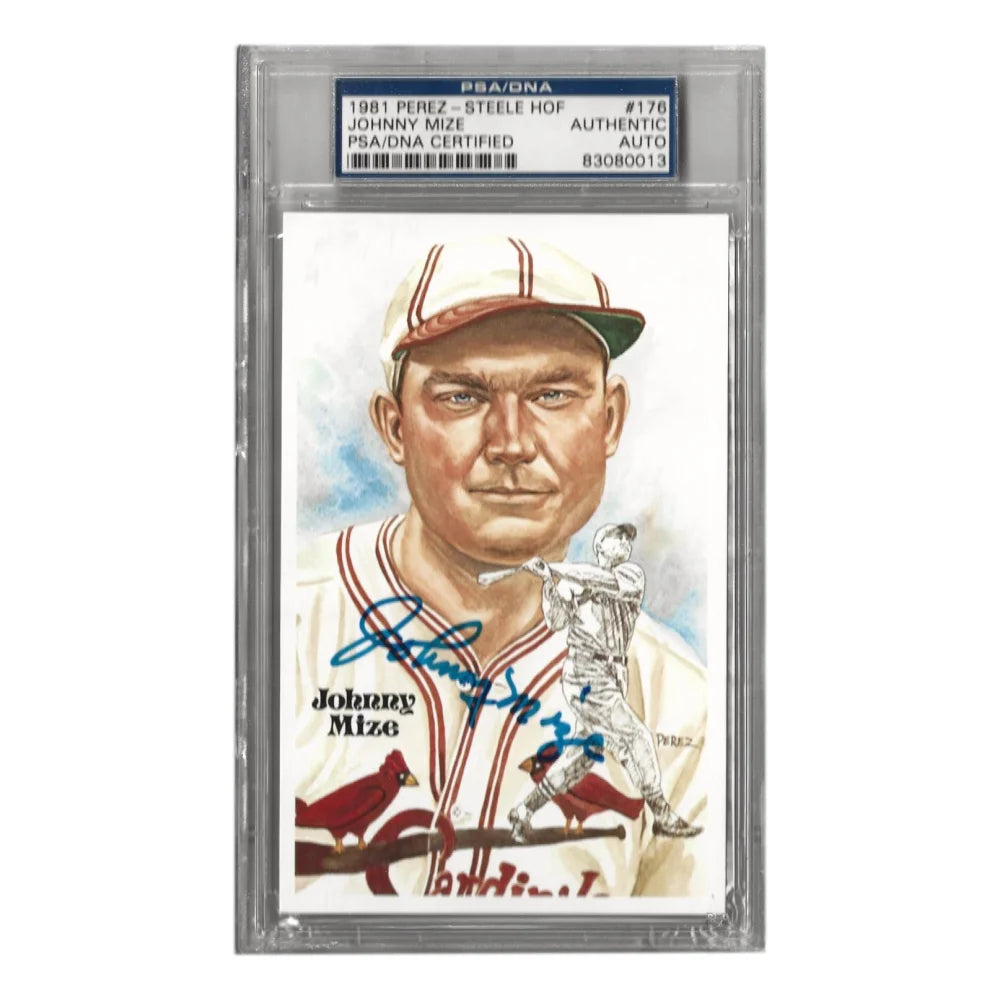 Johnny Mize Autographed 1981 Perez Steele #176 Postcard with PSA COA - St. Louis Cardinals Memorabilia for Baseball Fans & Collectors