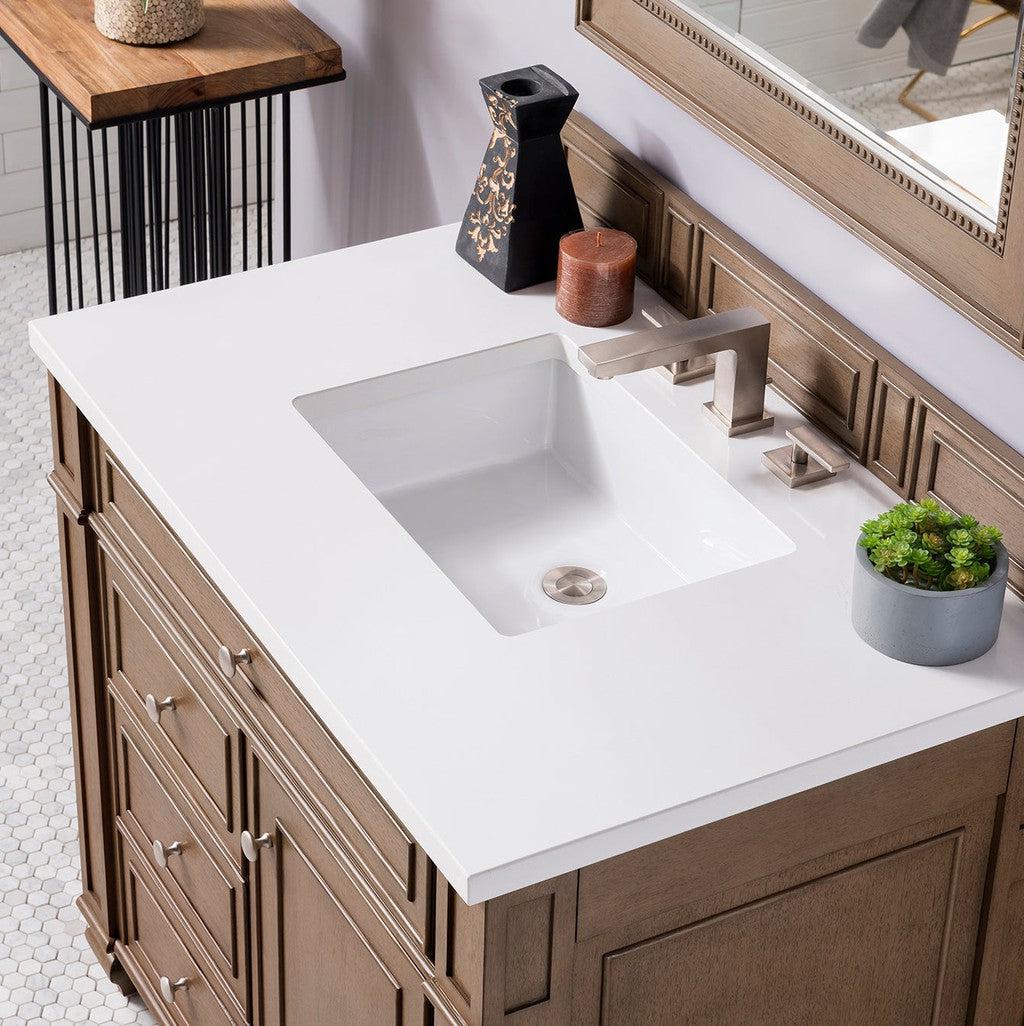 James Martin Vanities Bristol Collection 36 Inch Single Bathroom Vanity in Whitewashed Walnut with Countertop Options - Perfect for Modern Bathroom Renovations and Home Upgrades