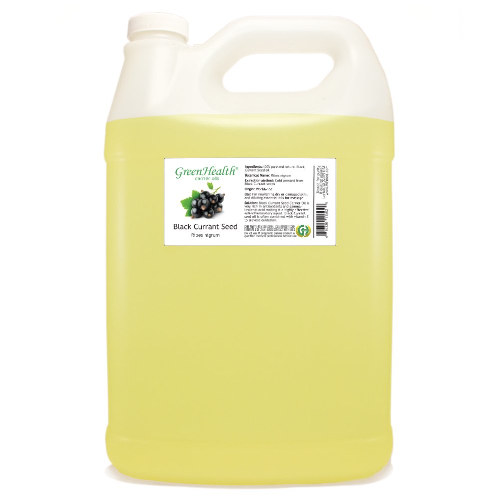 100% Pure & Natural Black Currant Seed Carrier Oil - 1 Gallon - Cold Pressed & Unrefined - For Skin Care, Hair Growth & Massage Therapy - GreenHealth