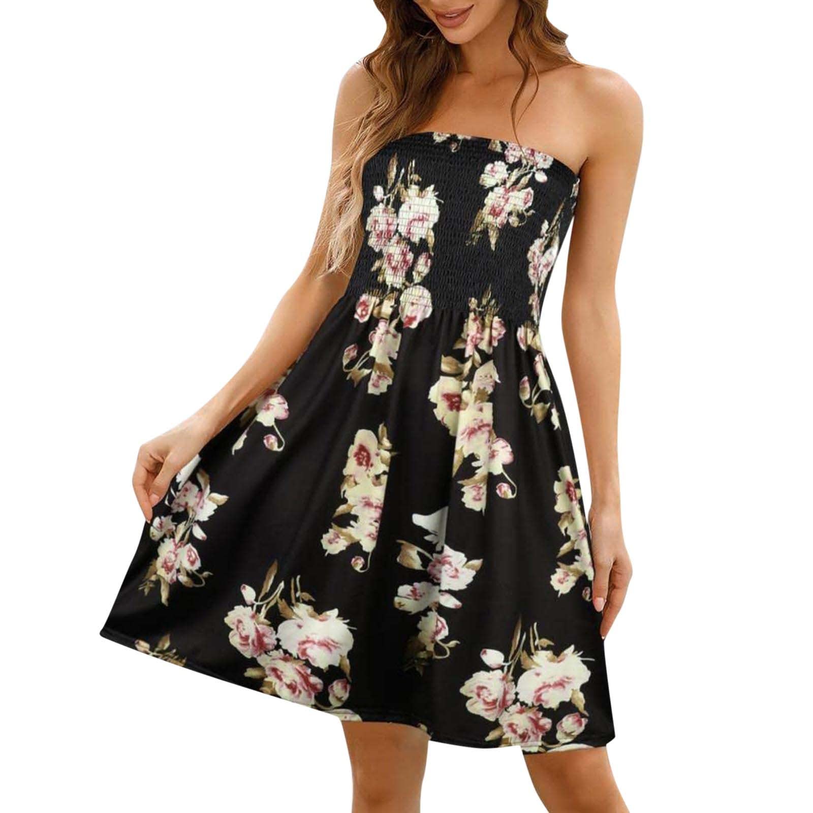 Women's Off Shoulder Strapless Sleeveless Summer Dress - White Beach Party Dress for Women | Perfect for Beach Vacations, Pool Parties & Summer Outings