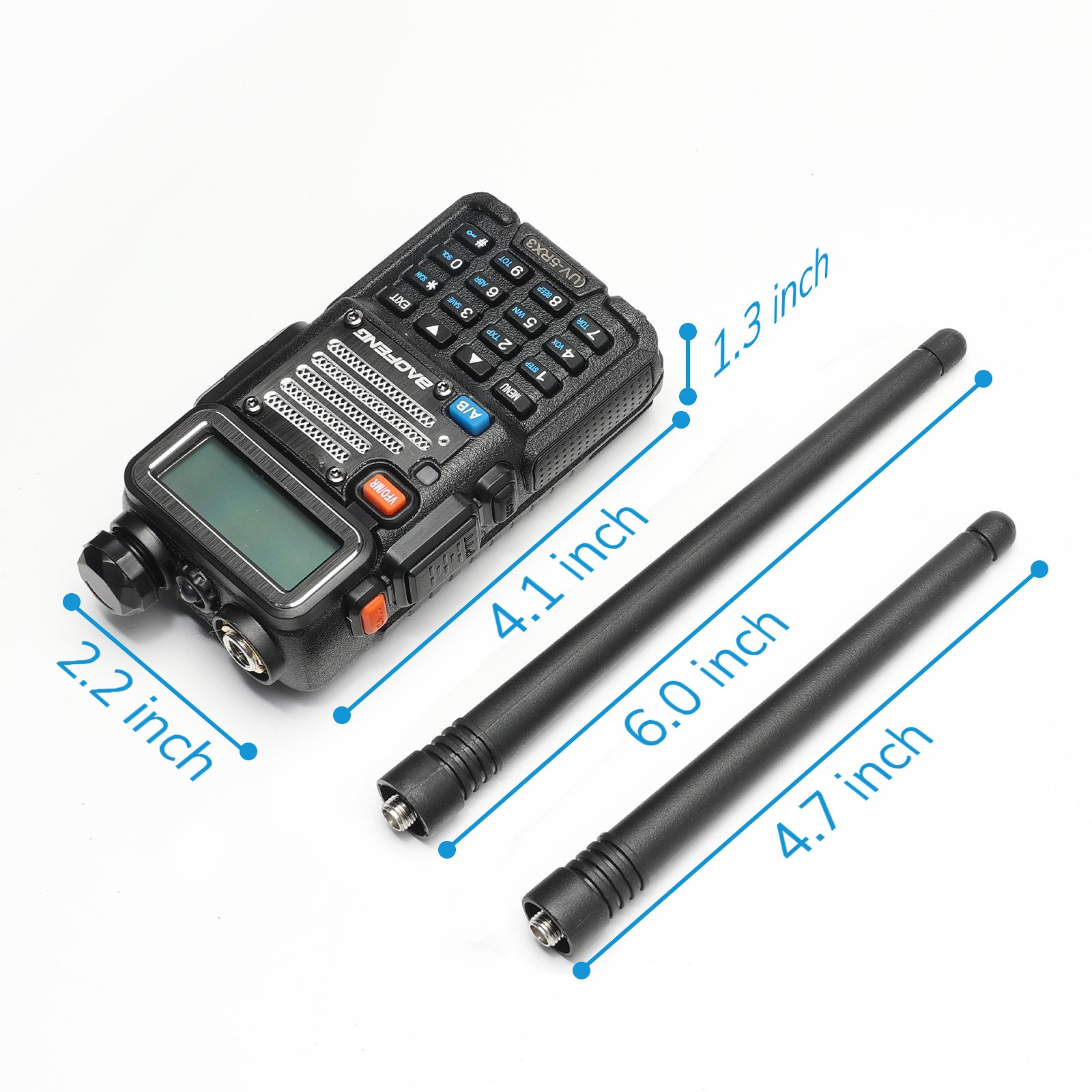 Baofeng UV-5RX3 Tri-Band Walkie Talkie (5 Pack) - 1.25M/2M/70CM Bands, Tri-Color LCD Display, Dual Antennas, Programming Cable Included - Perfect for Outdoor Adventures, Construction Sites & Emergency Communication