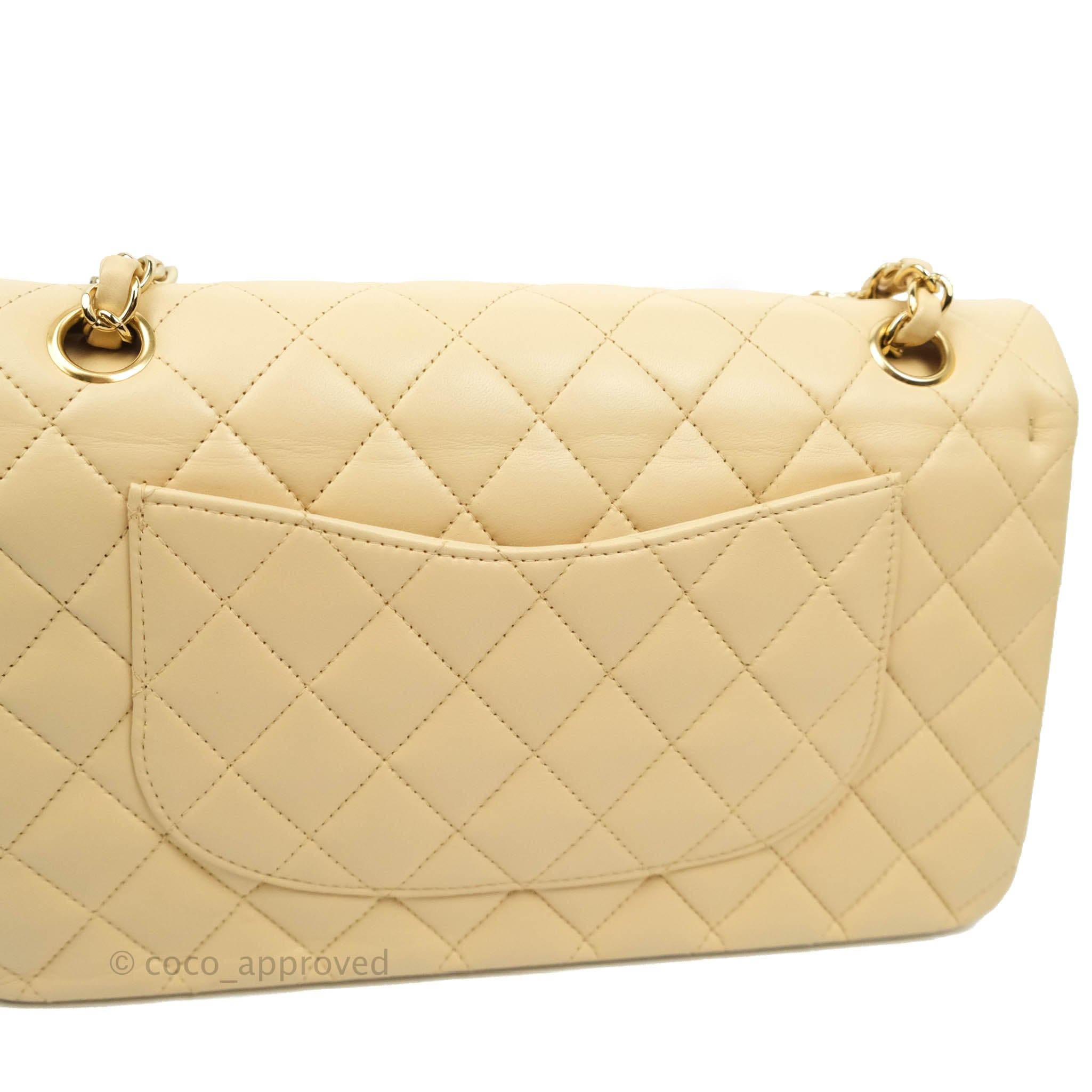Chanel Classic Medium Double Flap Bag in Beige Lambskin Leather with Gold Hardware - Luxury Designer Handbag for Women, Perfect for Work, Date Night & Special Occasions