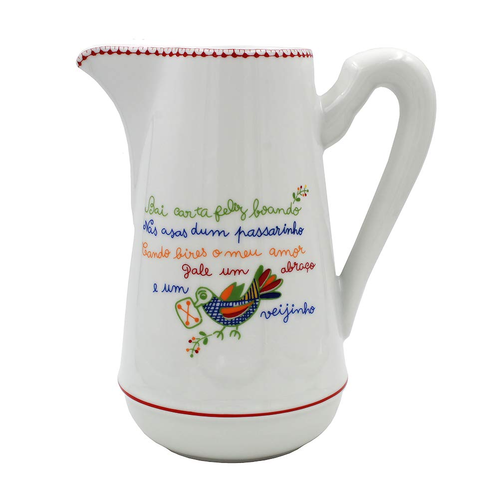 Authentic Portuguese Ceramic Viana Lovers Pitcher - Handcrafted Porcelain Water Jug for Home Decor, Wedding Gift & Mediterranean Kitchen Use