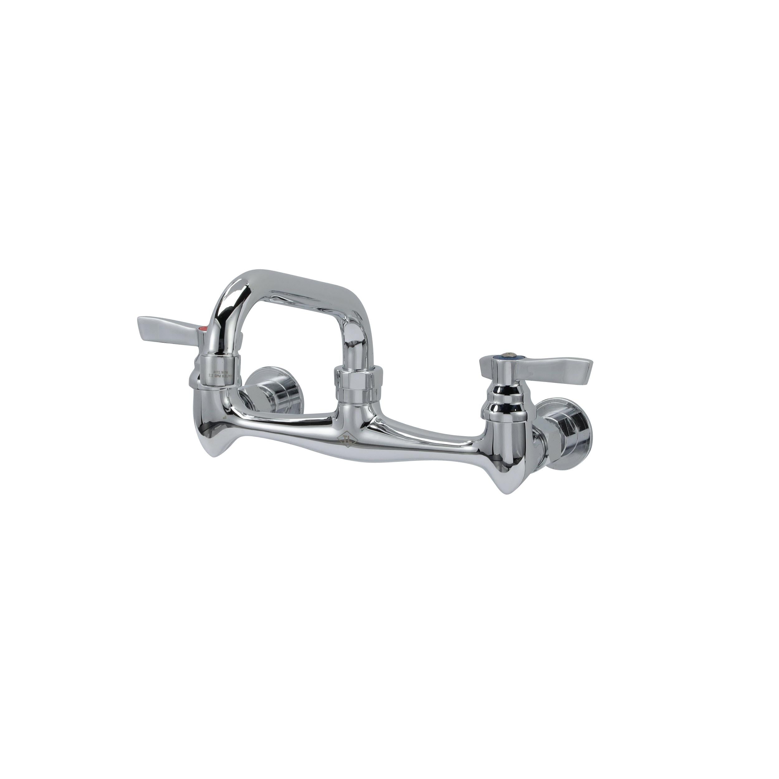 Wall Mount Faucet with 8-Inch Center and 10-Inch Swivel Spout - Top Line Component for Bathroom Sink, Kitchen, or Laundry Room Installation