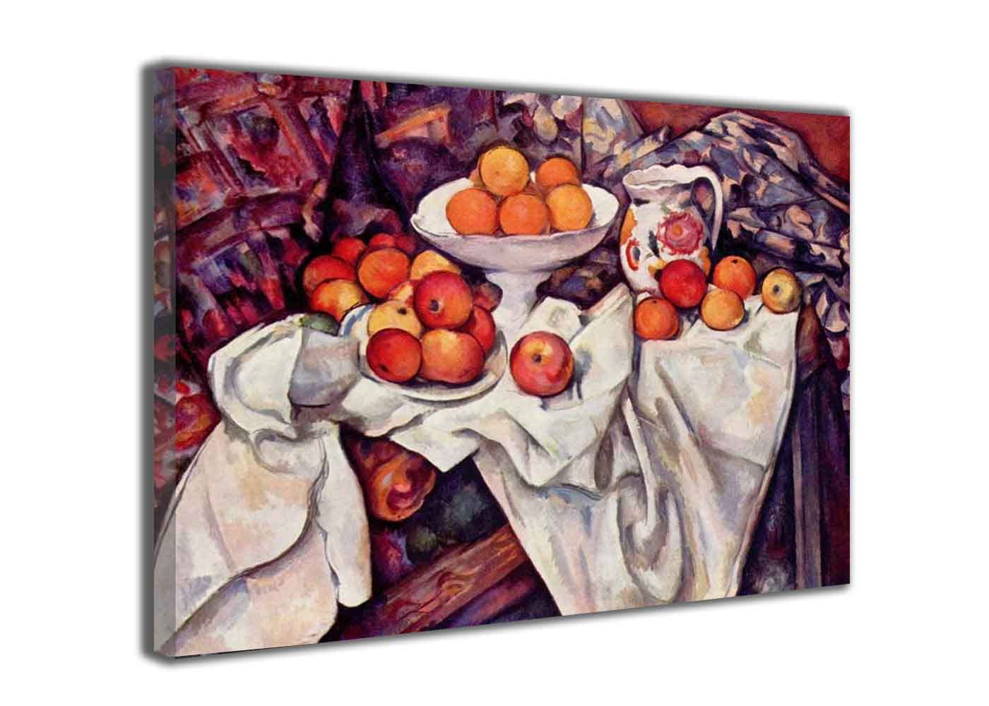 Paul Cézanne 'Apples and Oranges' Framed Canvas Wall Art Print - 20x30 Inch Museum Quality Reproduction for Living Room, Bedroom & Office Decor - Ready to Hang French Impressionist Still Life Painting