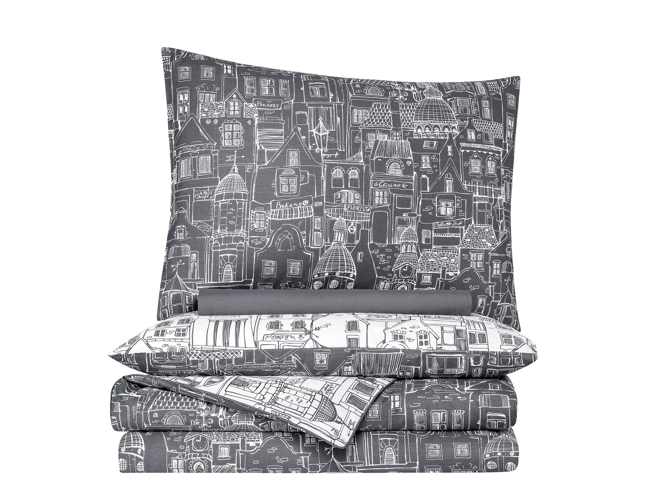 Premium 200 TC Cotton Sateen Duvet Cover Set for Kids - Single Size in Gray & White | Soft Bed Linen for Children's Room Decor & Comfortable Sleep