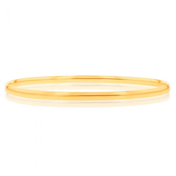 9ct Yellow Gold 3mm Half Round 65mm Bangle - Elegant Stackable Bracelet for Women, Perfect for Everyday Wear & Special Occasions