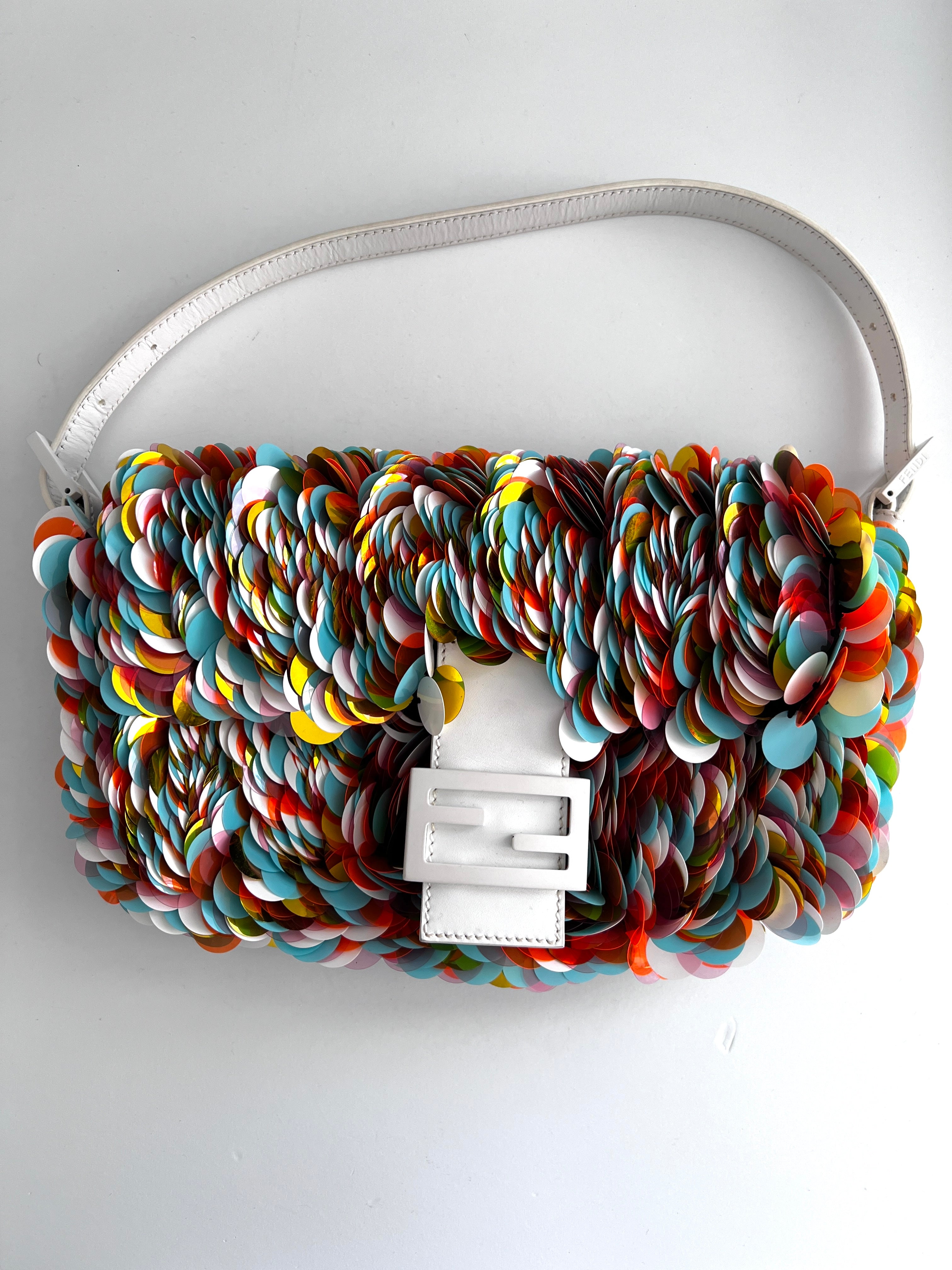 Fendi Multicolor Sequin Baguette Bag - Stylish Shoulder Bag for Women, Perfect for Parties, Weddings & Evening Events