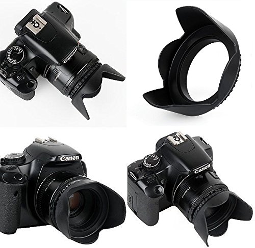 Canon EOS Rebel SL3 58mm Professional Hard Lens Hood with Collar Clamp - Durable Sun Shade for Outdoor Photography & Videography