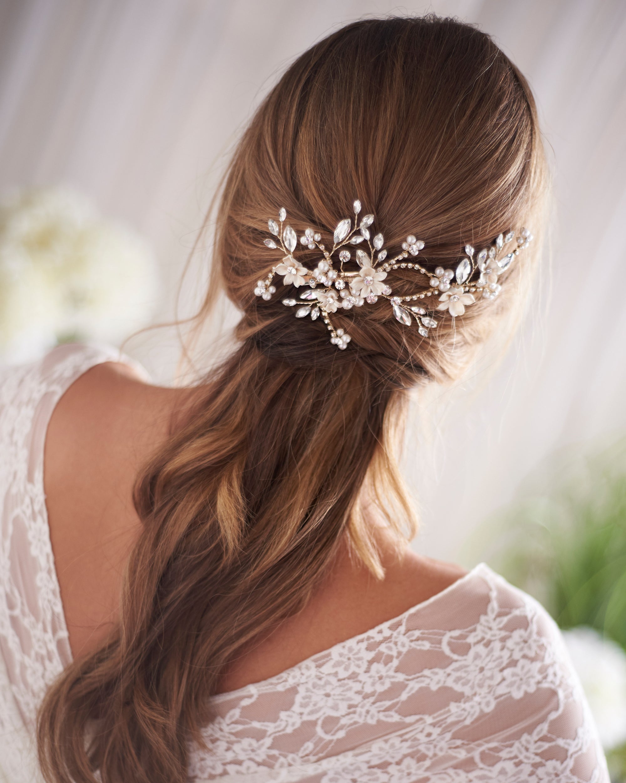 Flora Pearl & Crystal Hair Clip - Elegant Bridal Hair Accessories for Weddings, Parties & Special Occasions