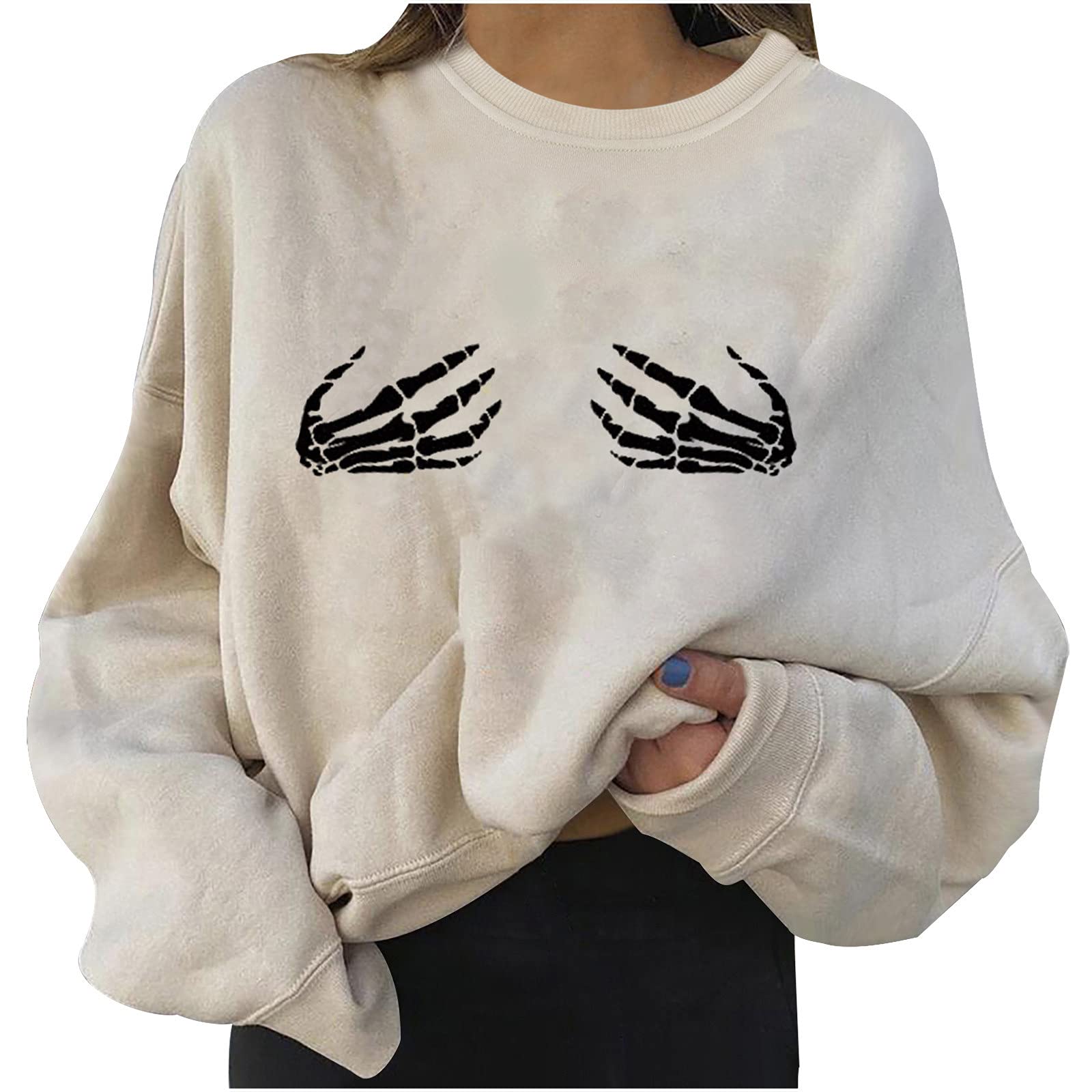 Women's Halloween Costume Fall Sweatshirt - Casual Long Sleeve Pumpkin Ghost Printed Top for Party, Trick or Treat & Seasonal Outfits