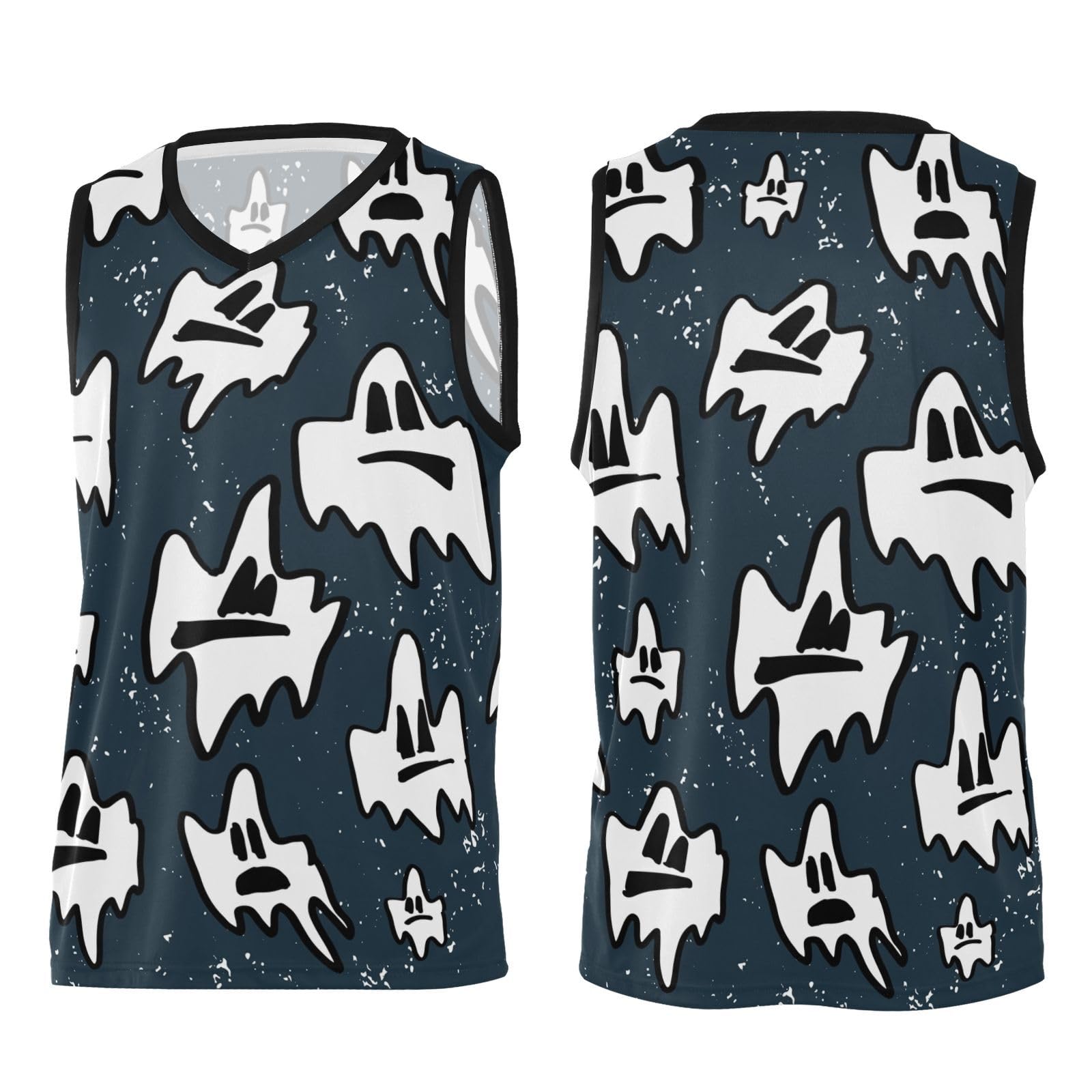 Spooky Horror Men's Halloween Basketball Jersey - Premium Team Scrimmage City Edition Jerseys for Fans & Players | Costume Party, Game Day & Halloween Celebration Outfit