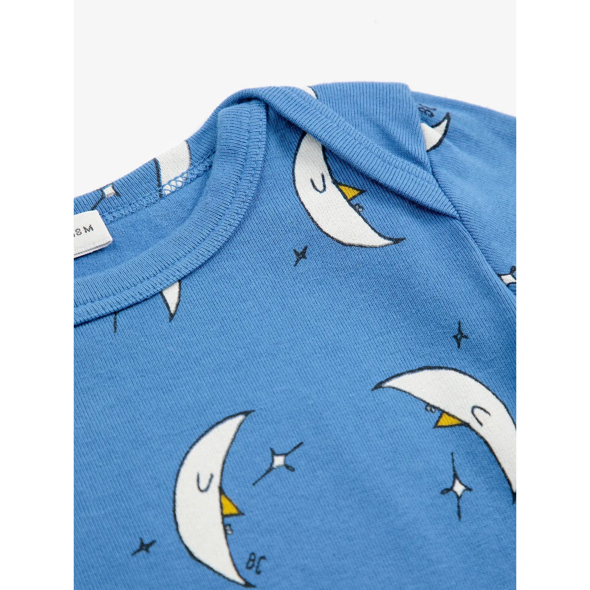 Bobo Choses Baby Beneath The Moon All Over Body Blue - Soft Organic Cotton Romper for Newborns & Infants | Perfect for Playtime, Nursery & Photo Shoots