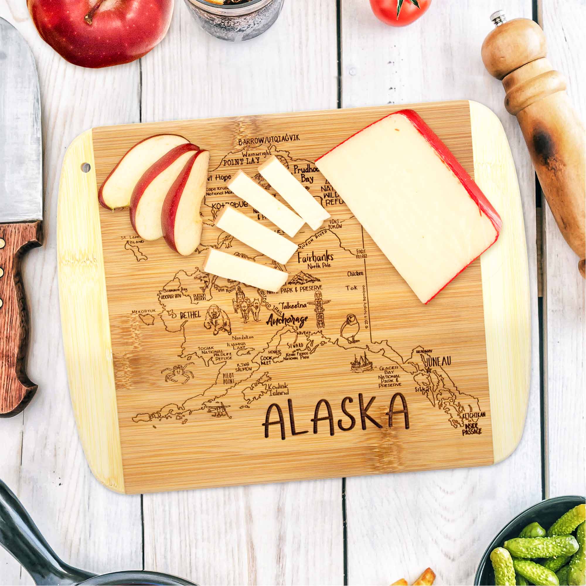 Premium Alaska-Themed Wooden Cutting Board - 11