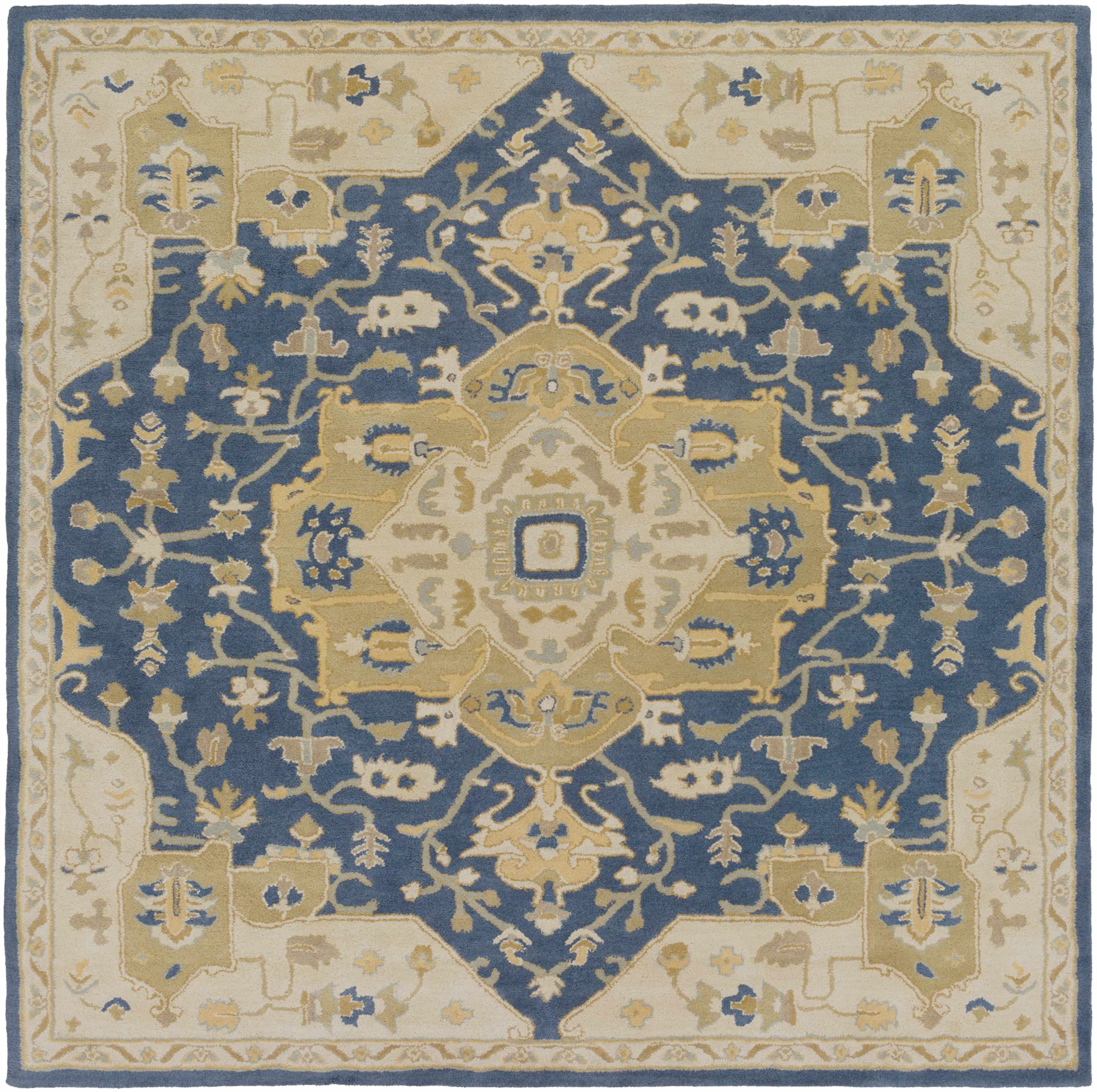 Hauteloom Littleton Wool Area Rug for Living Room & Bedroom - Traditional Design in Brown, Blue, Gray - 6' x 9' - Soft & Durable - Perfect for Cozy Home Decor & High-Traffic Areas