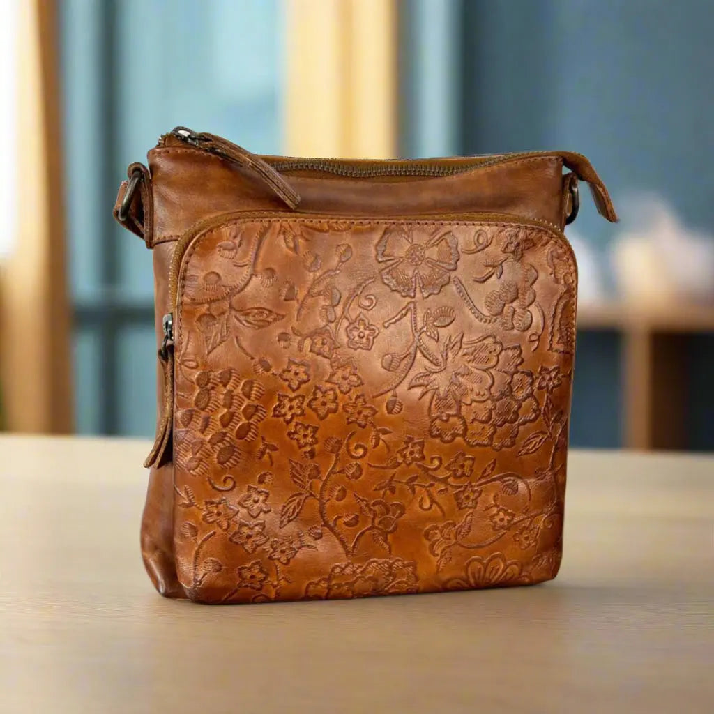 MET Flower Embossed Leather Crossbody Bag for Women - Stylish Small Shoulder Purse with Adjustable Strap, Perfect for Daily Use, Travel, Shopping & Date Night