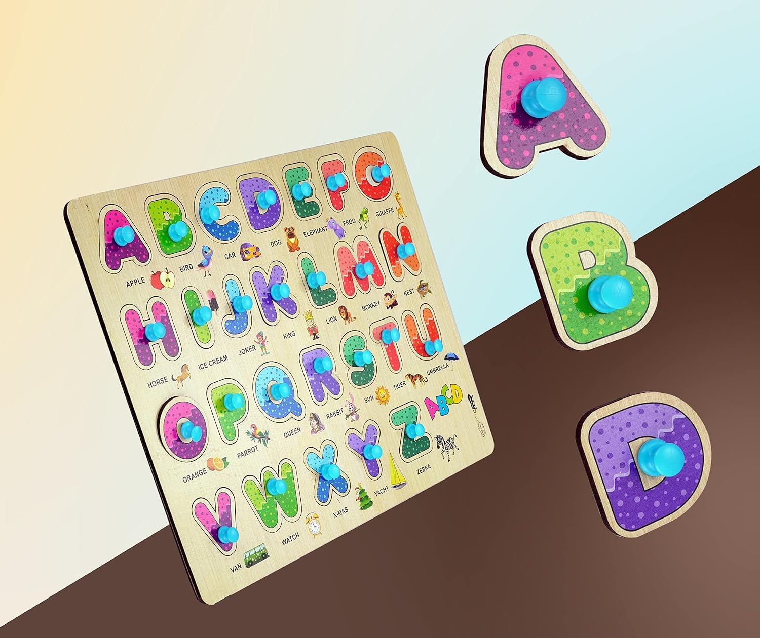Wooden Puzzles for Kids - Alphabet & Number Learning Toys, 2-Piece Educational Board Game Set for Toddlers - Perfect for Preschool Learning & Early Childhood Development