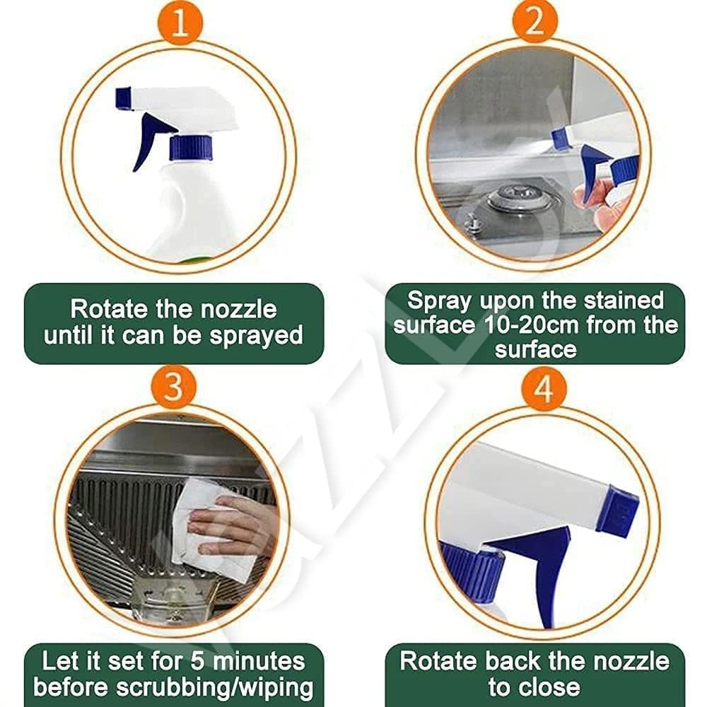 SAVREEN Non-Toxic Kitchen Degreaser Spray - Oil & Grease Stain Remover for Stove, Chimney, Grill & Exhaust Fan | Non-Flammable Magic Cleaner (450ml) | Perfect for Deep Cleaning Gas Stoves, Range Hoods & Kitchen Surfaces