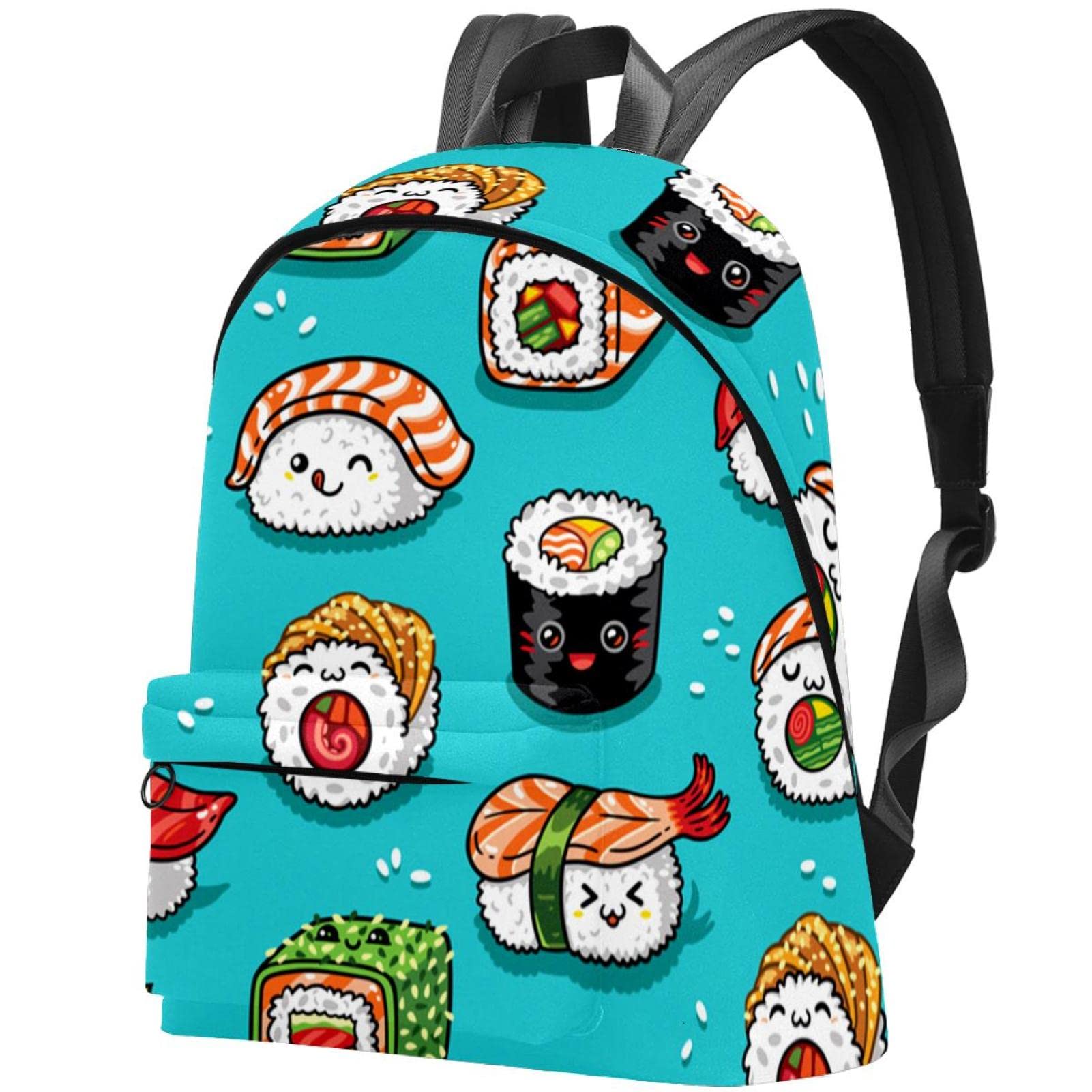 Japanese Sushi Pattern Canvas Backpack for College Students & Travel - Durable Unisex Backpack for Women & Men - Perfect for School, Work, Commuting & Outdoor Adventures