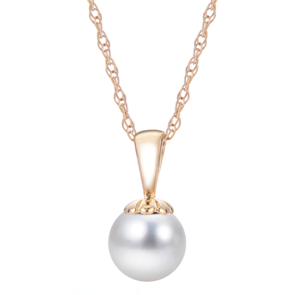 14K Gold Freshwater Pearl Pendant Necklace - Elegant Jewelry Gift for Women, Perfect for Weddings, Anniversaries & Special Occasions