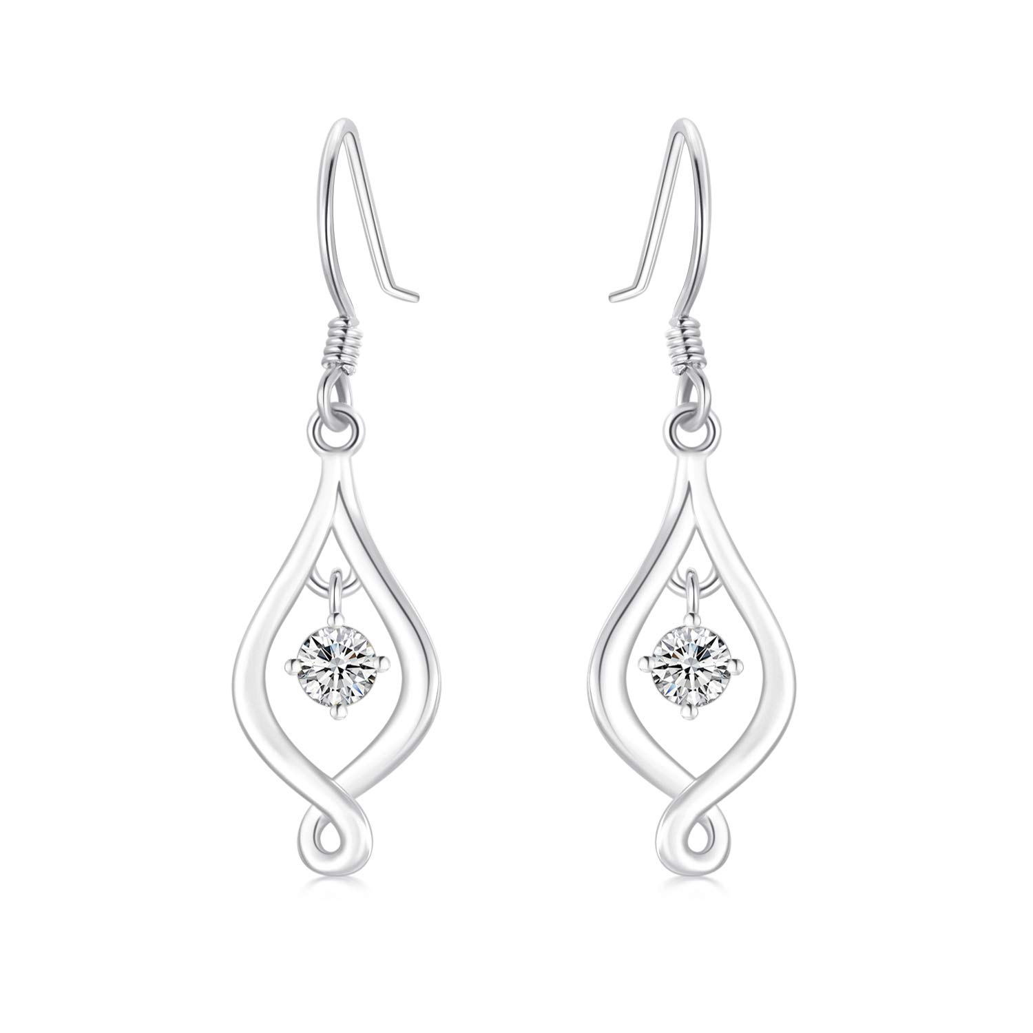 14K Solid Gold Infinity Drop Earrings for Women - Yellow & White Gold Moissanite Dangle Earrings | Elegant Jewelry Gift for Wife, Daughter, Girlfriend | Perfect for Christmas, Birthday, Anniversary & Special Occasions