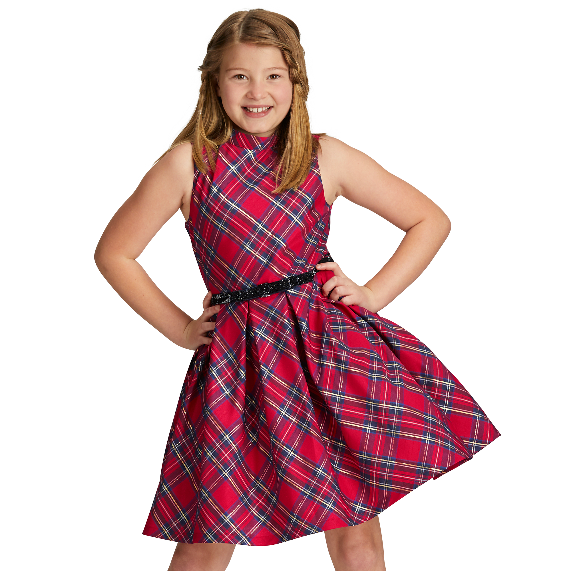 Stylish Plaid Christmas Dress for Girls - Festive Holiday Party Outfit for School, Photos & Family Gatherings